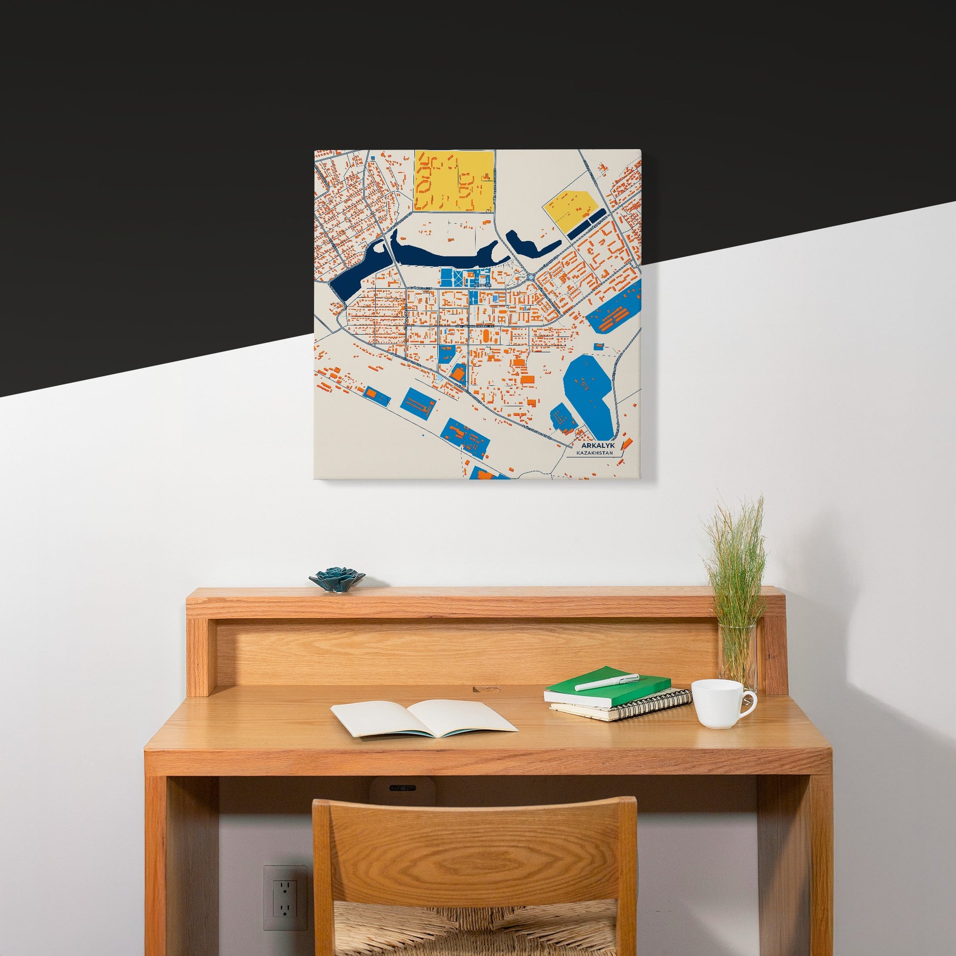 Arkalyk Kazakhstan Colorful City Map Canvas Print Scene