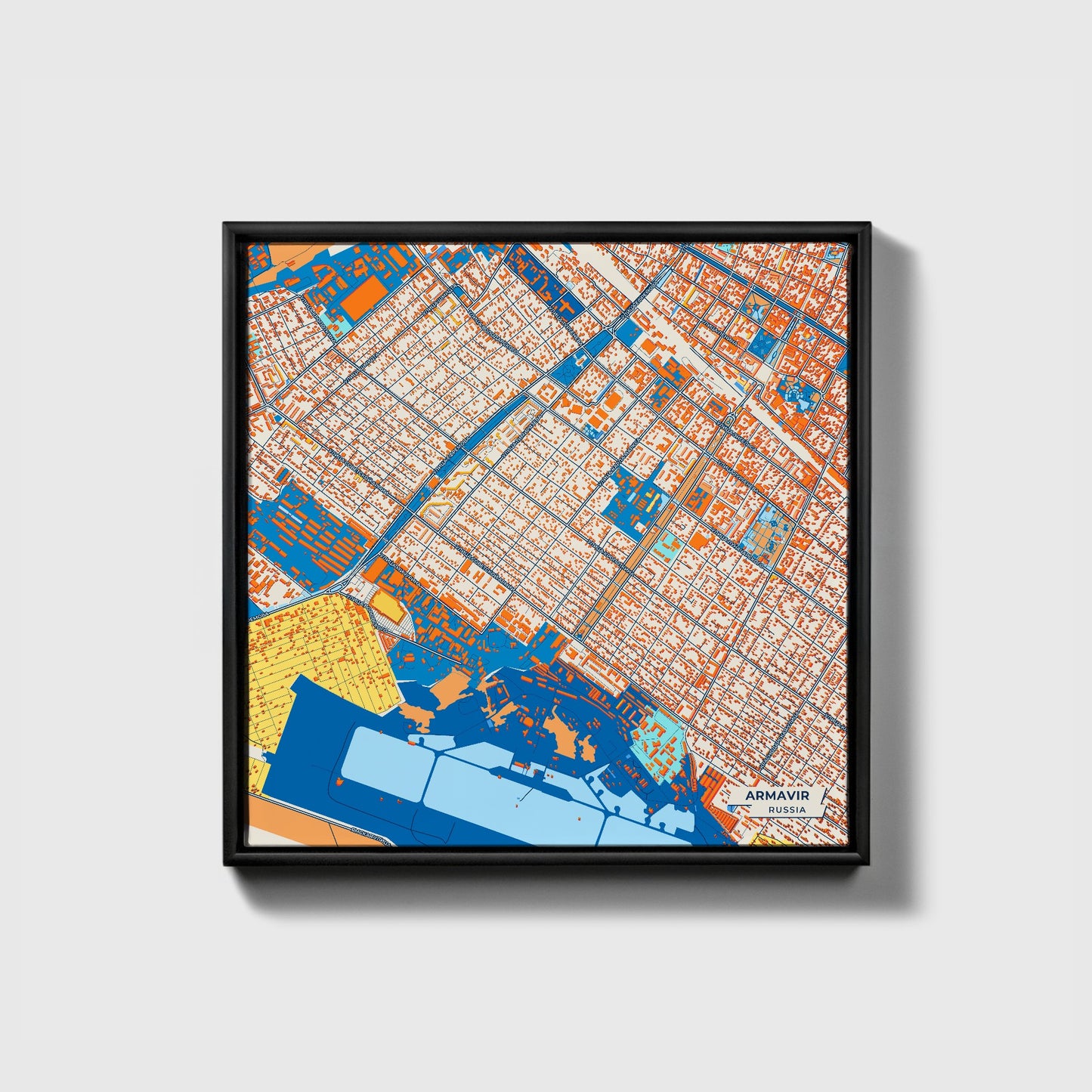 Армавирская Russia Colorful City Map Canvas Print • Black Framed