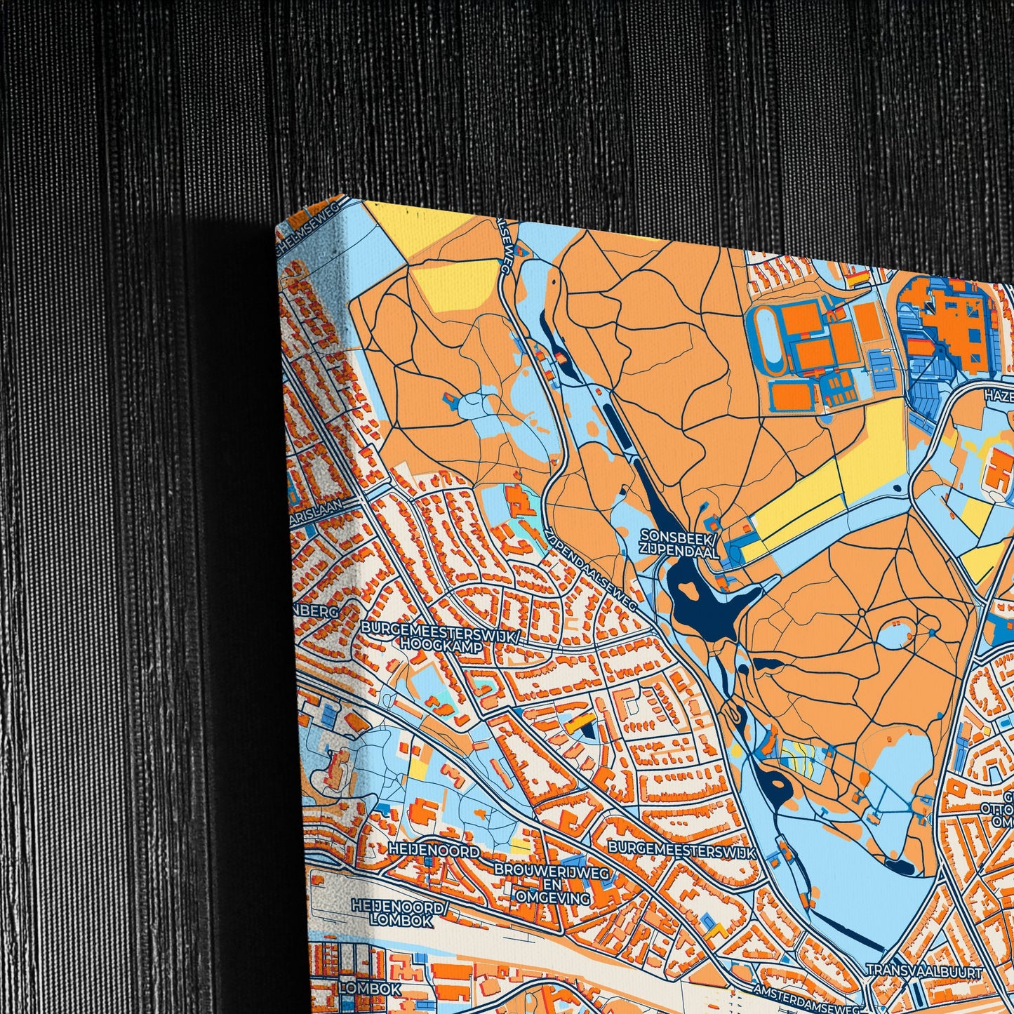 Arnhem Netherlands Colorful City Map Canvas Print Detail