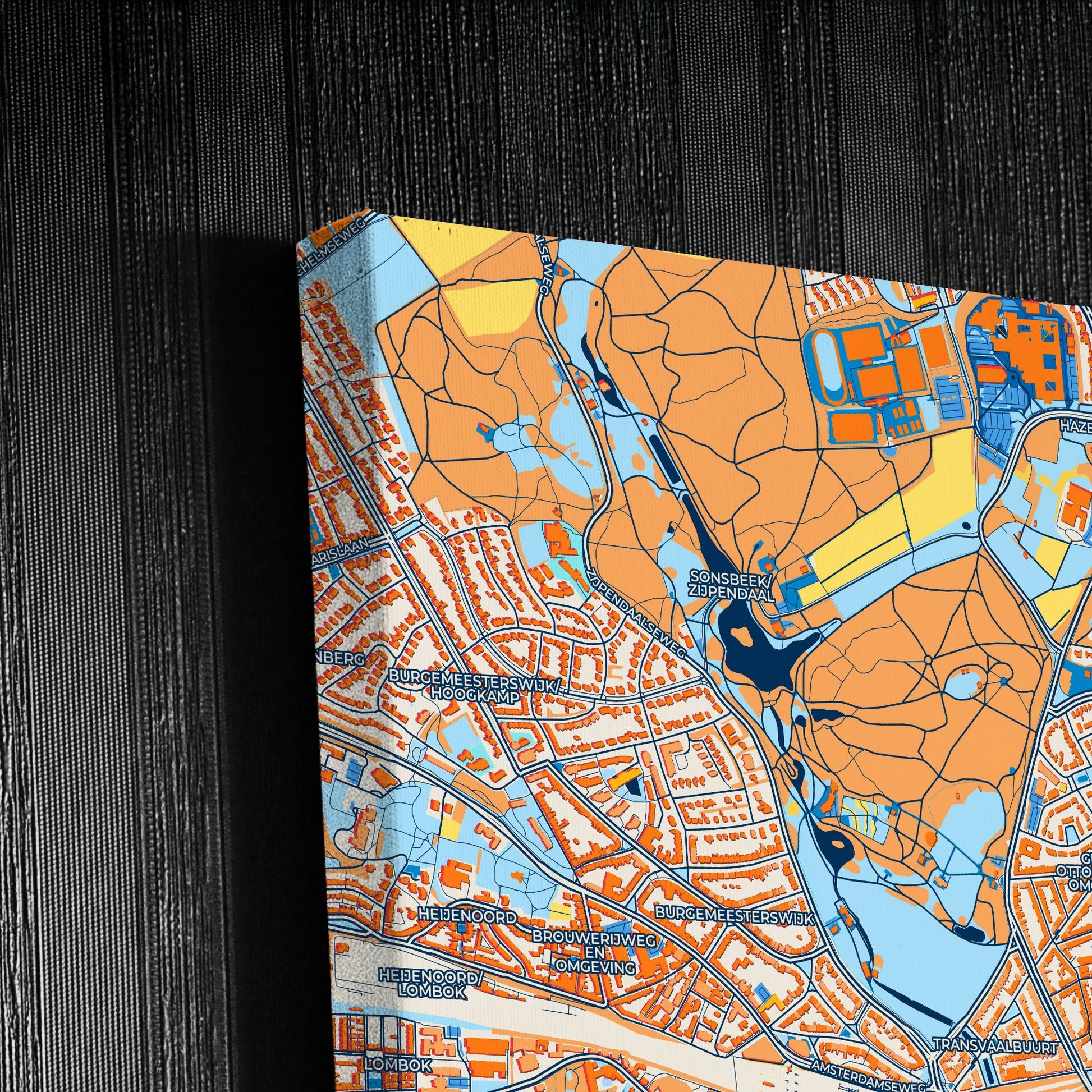 Arnhem Netherlands Colorful City Map Canvas Print Detail