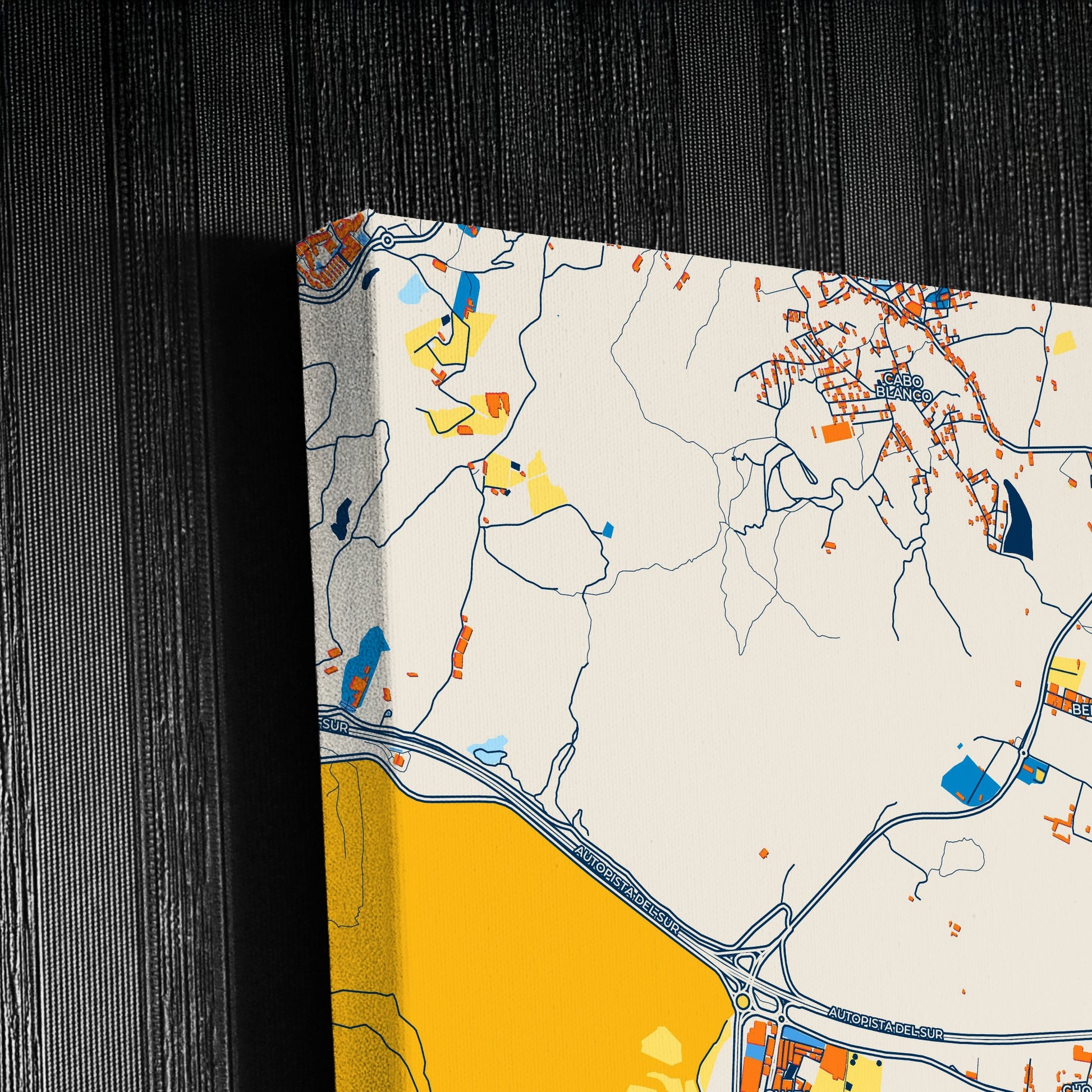 Arona Spain Colorful City Map Canvas Print Detail