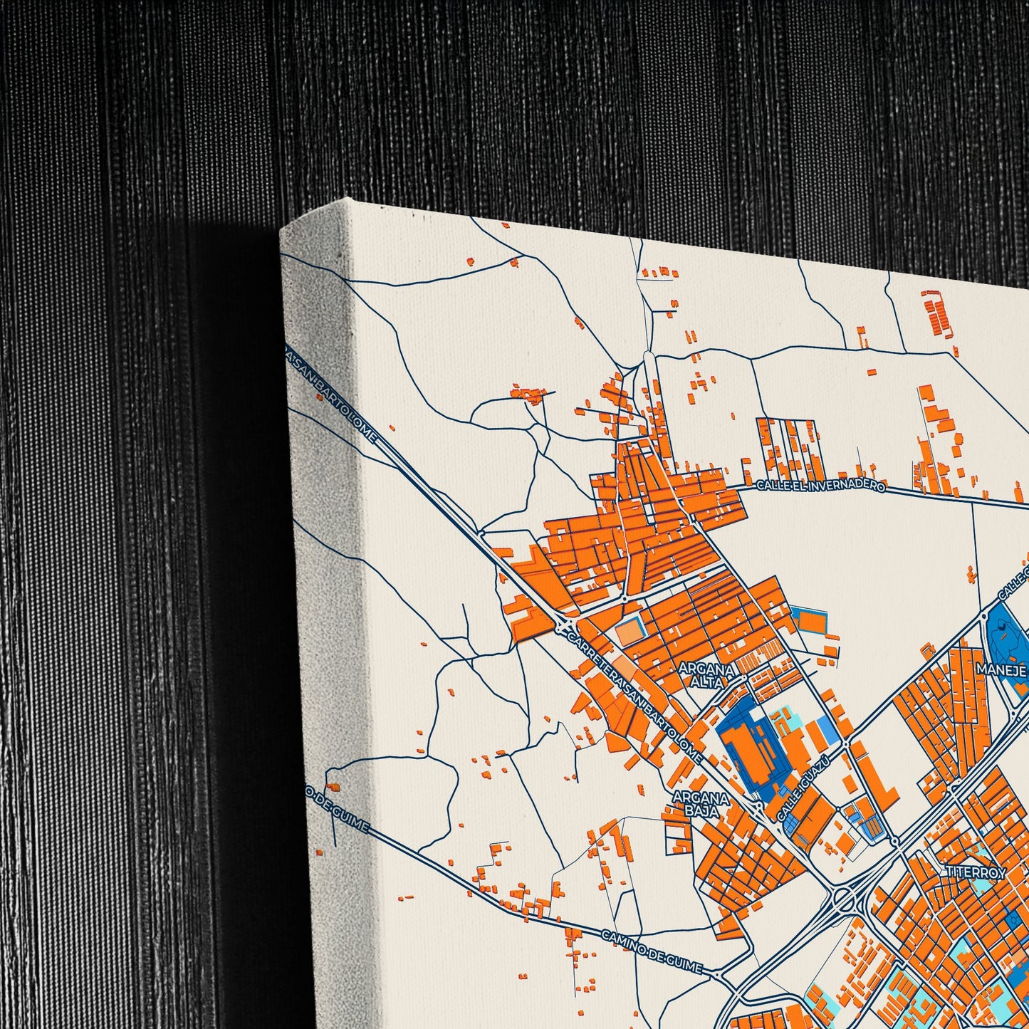 Arrecife Spain Colorful City Map Canvas Print Detail