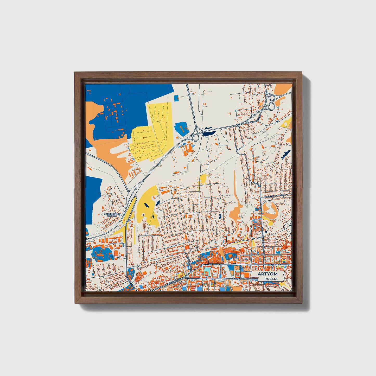 Артем Russia Colorful City Map Canvas Print • Dark Wooden Framed