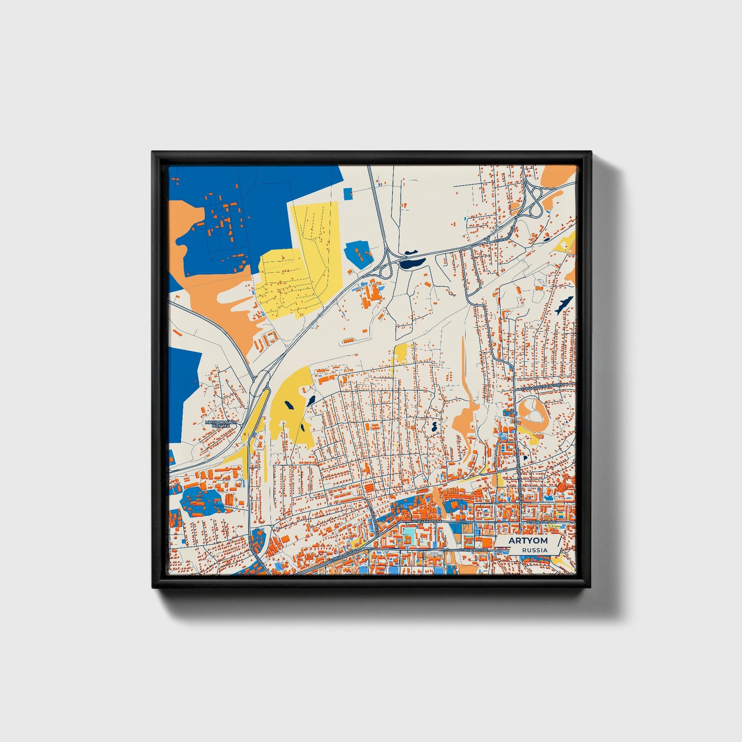 Артем Russia Colorful City Map Canvas Print • Black Framed