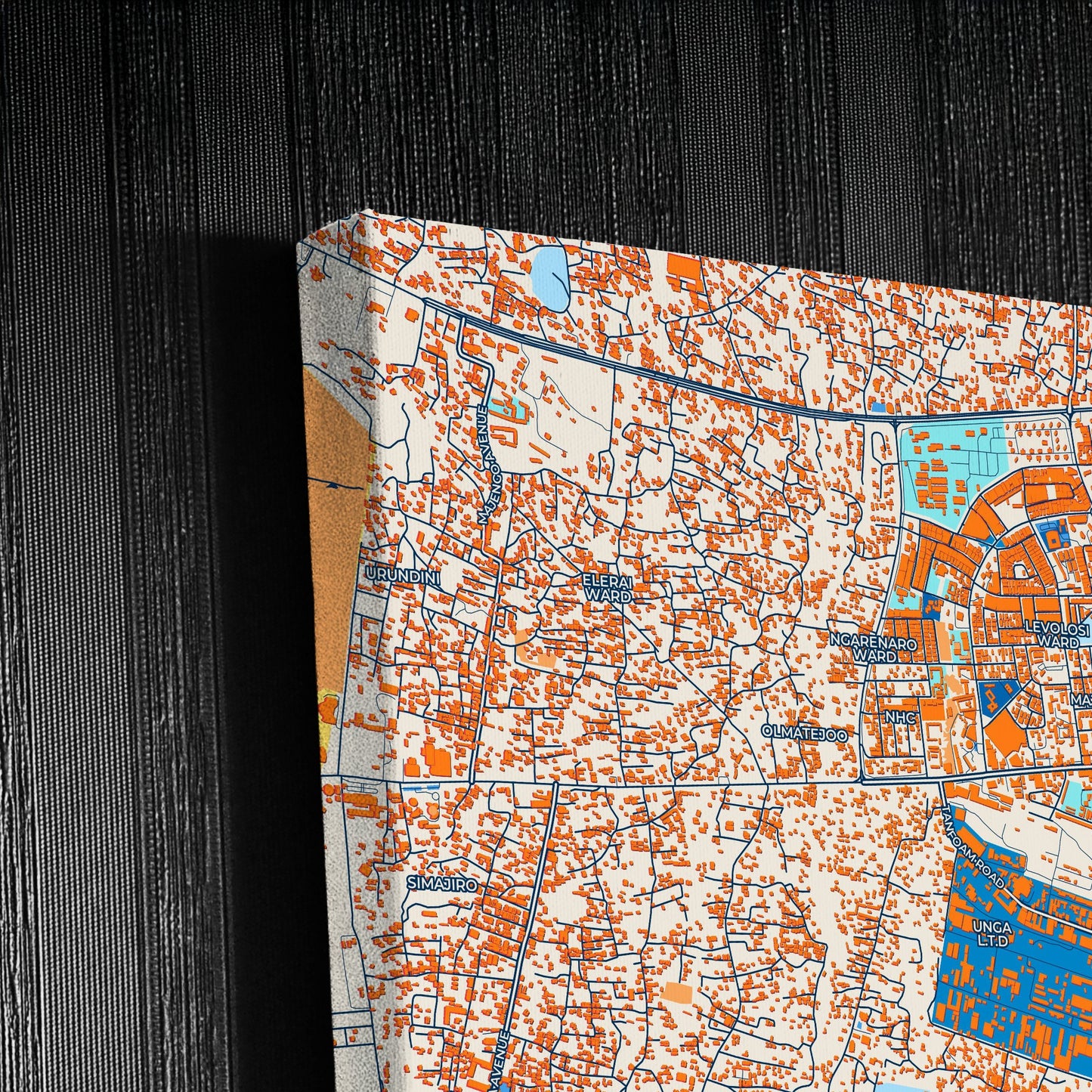 Arusha Tanzania Colorful City Map Canvas Print Detail