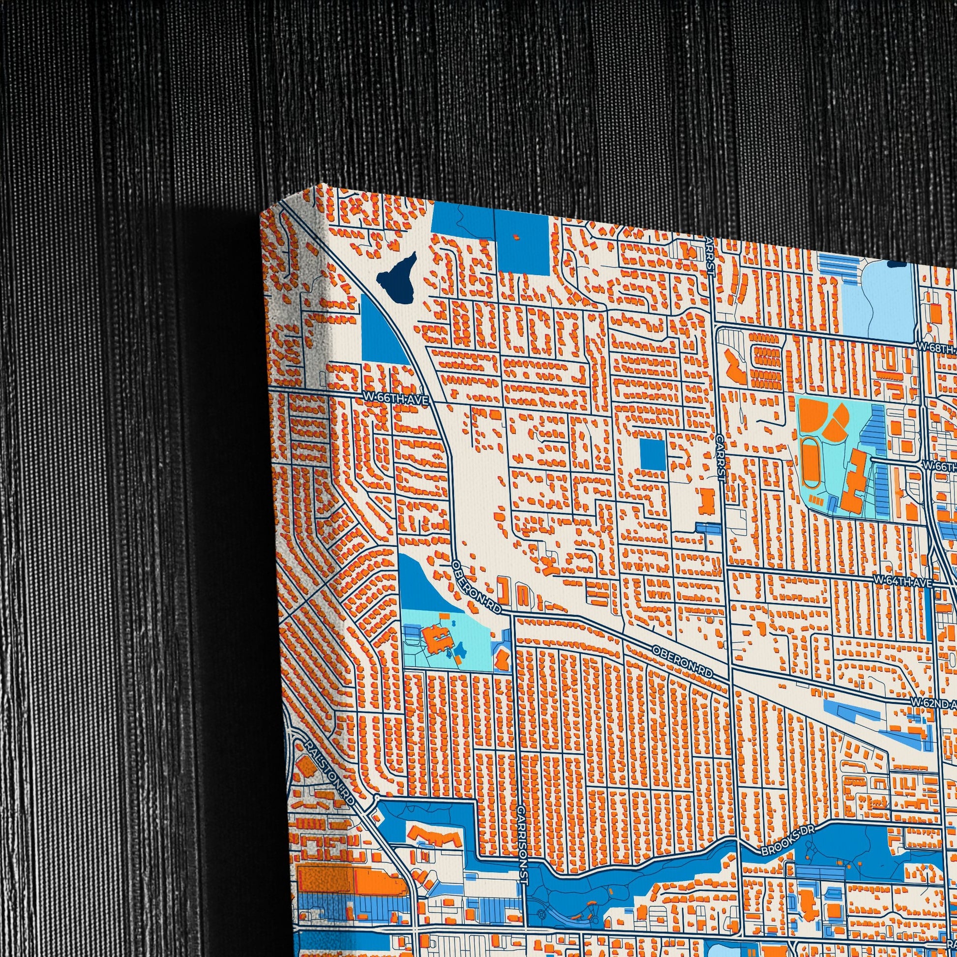 Arvada Colorado Colorful City Map Canvas Print Detail