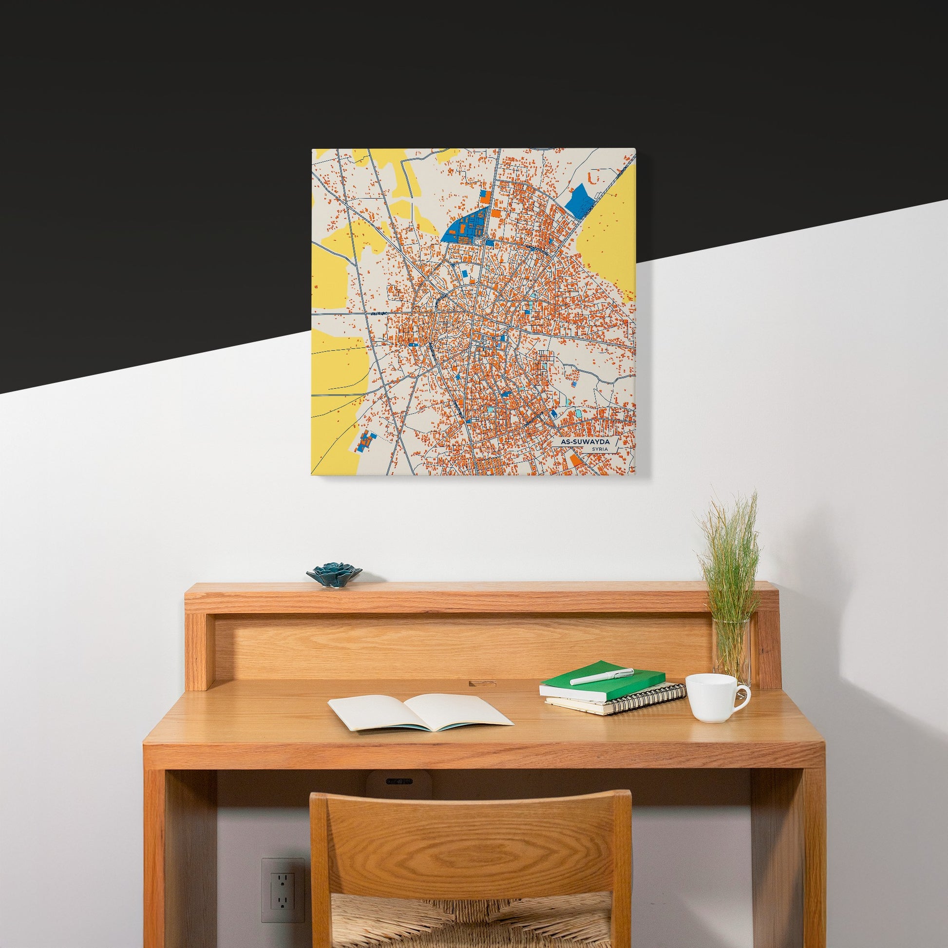 As-Suwayda Syria Colorful City Map Canvas Print Scene