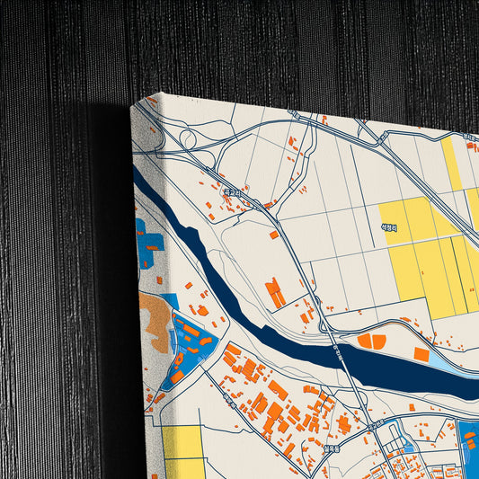 Asan South Korea Colorful City Map Canvas Print Detail