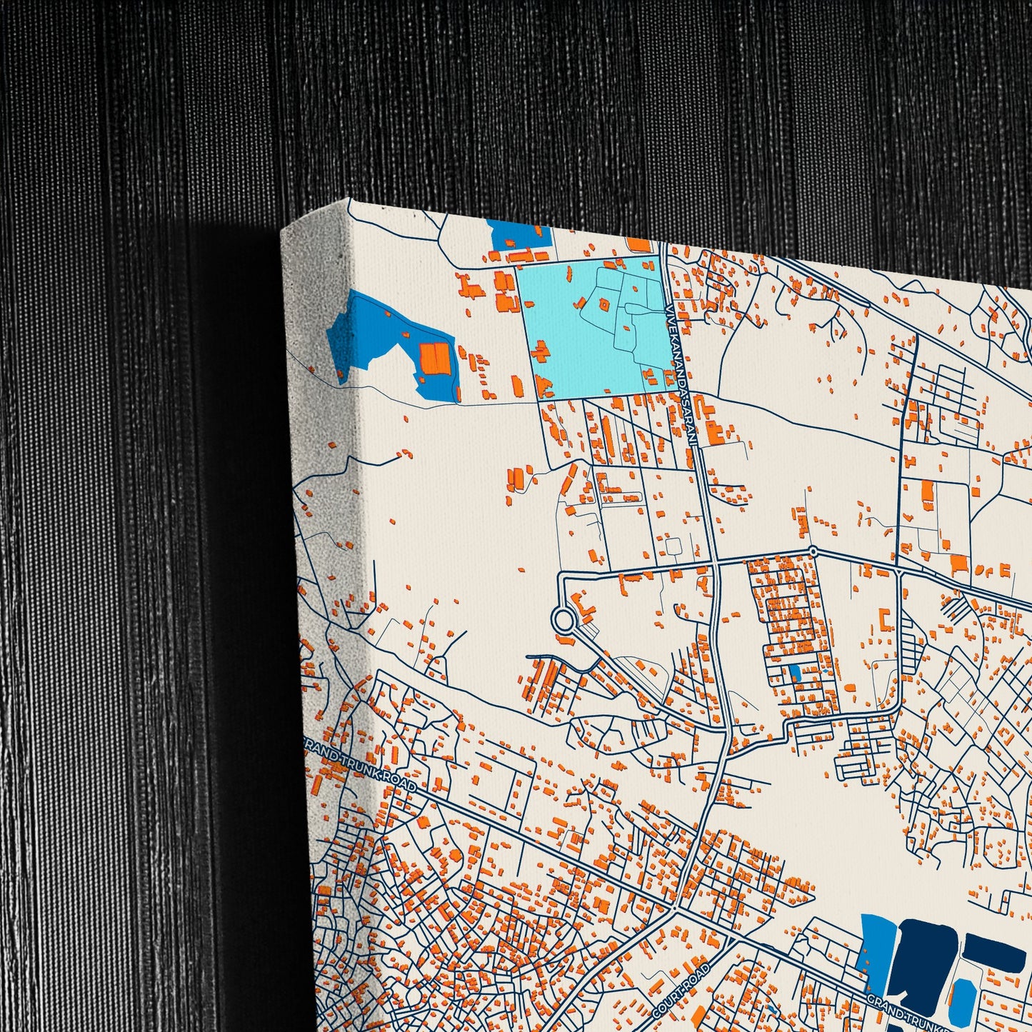 Asansol India Colorful City Map Canvas Print Detail