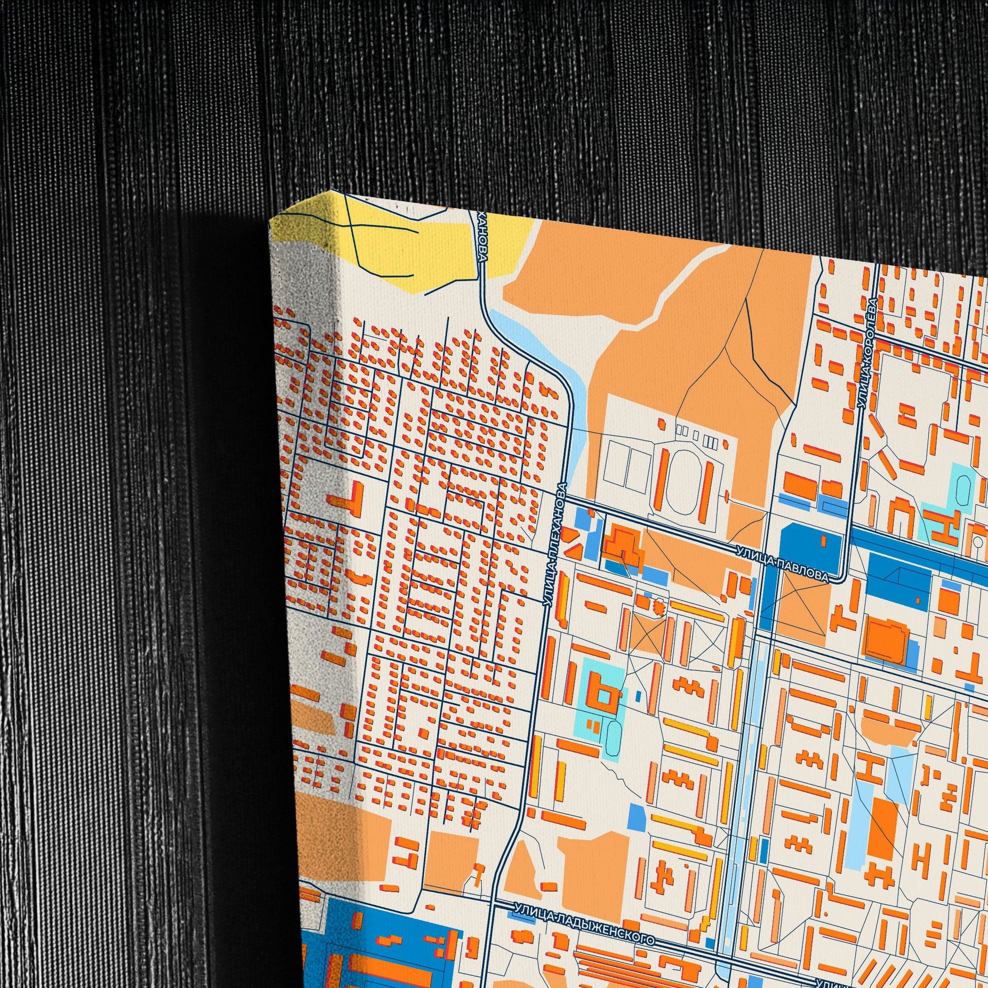 Asbest Russia Colorful City Map Canvas Print Detail