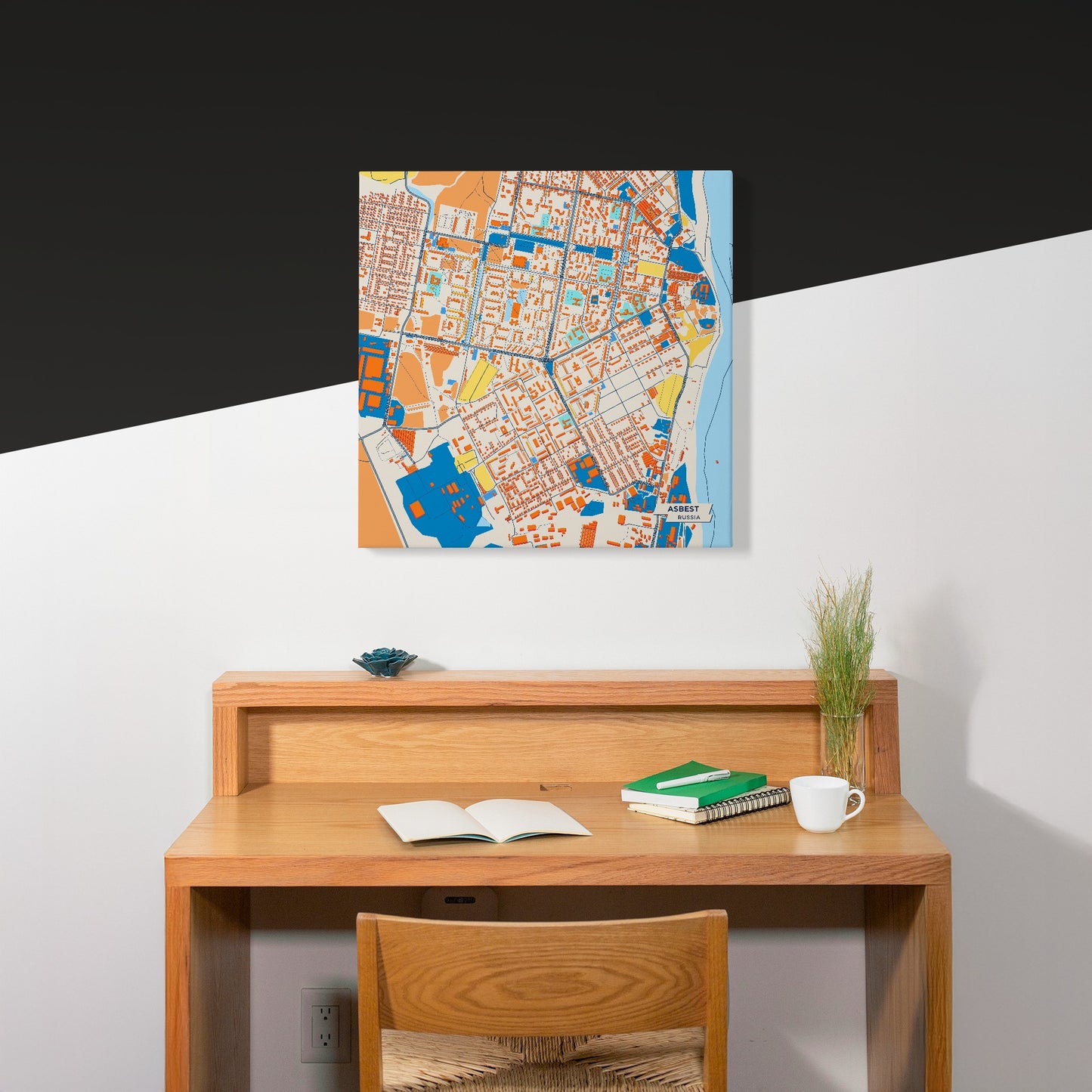 Asbest Russia Colorful City Map Canvas Print Scene