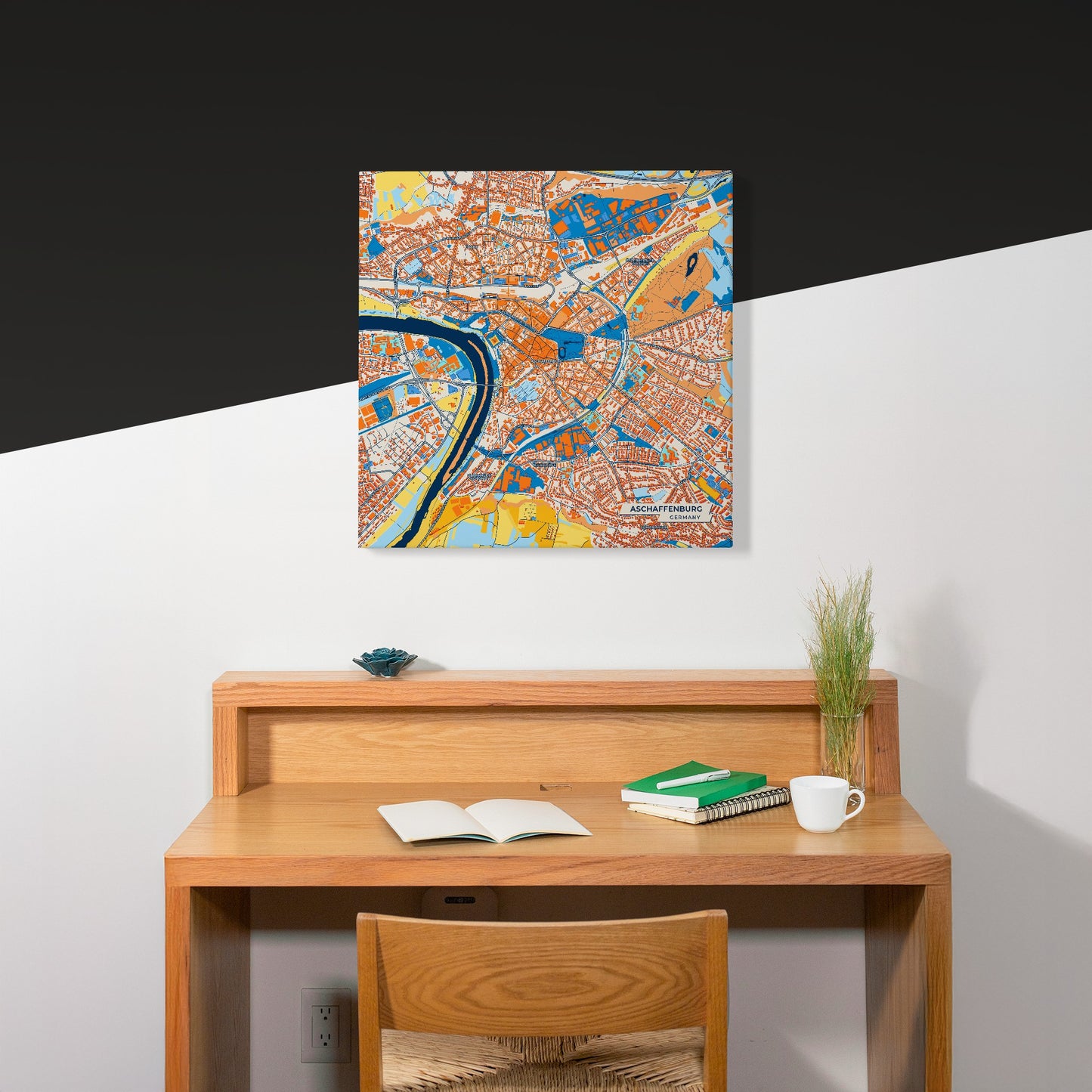 Aschaffenburg Germany Colorful City Map Canvas Print Scene