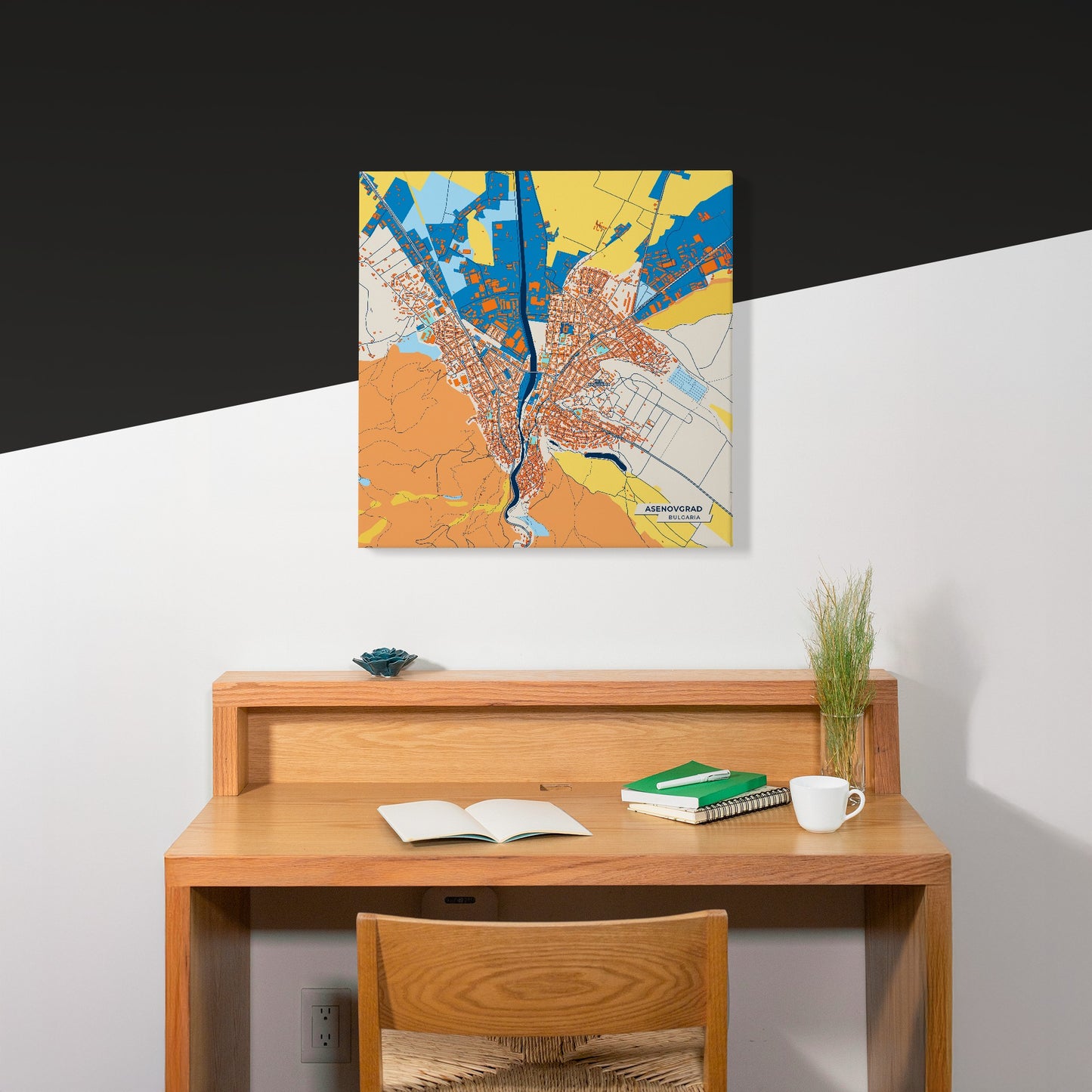 Асеновград Bulgaria Colorful City Map Canvas Print Scene