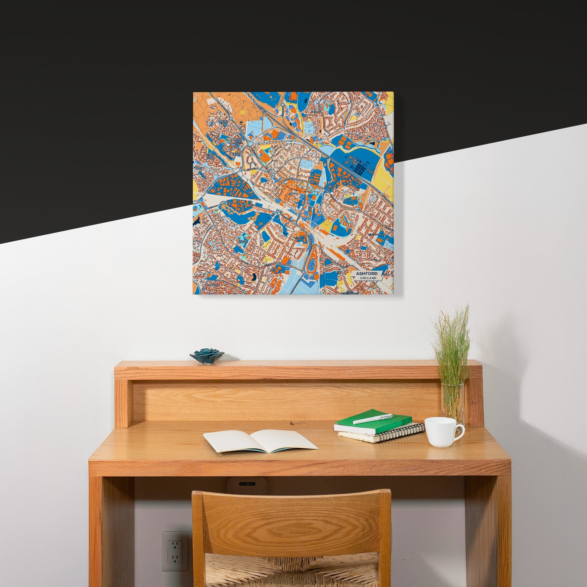 Ashford England Colorful City Map Canvas Print Scene