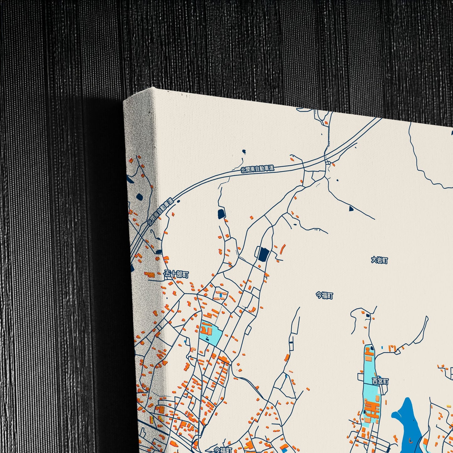 Ashikaga Japan Colorful City Map Canvas Print Detail