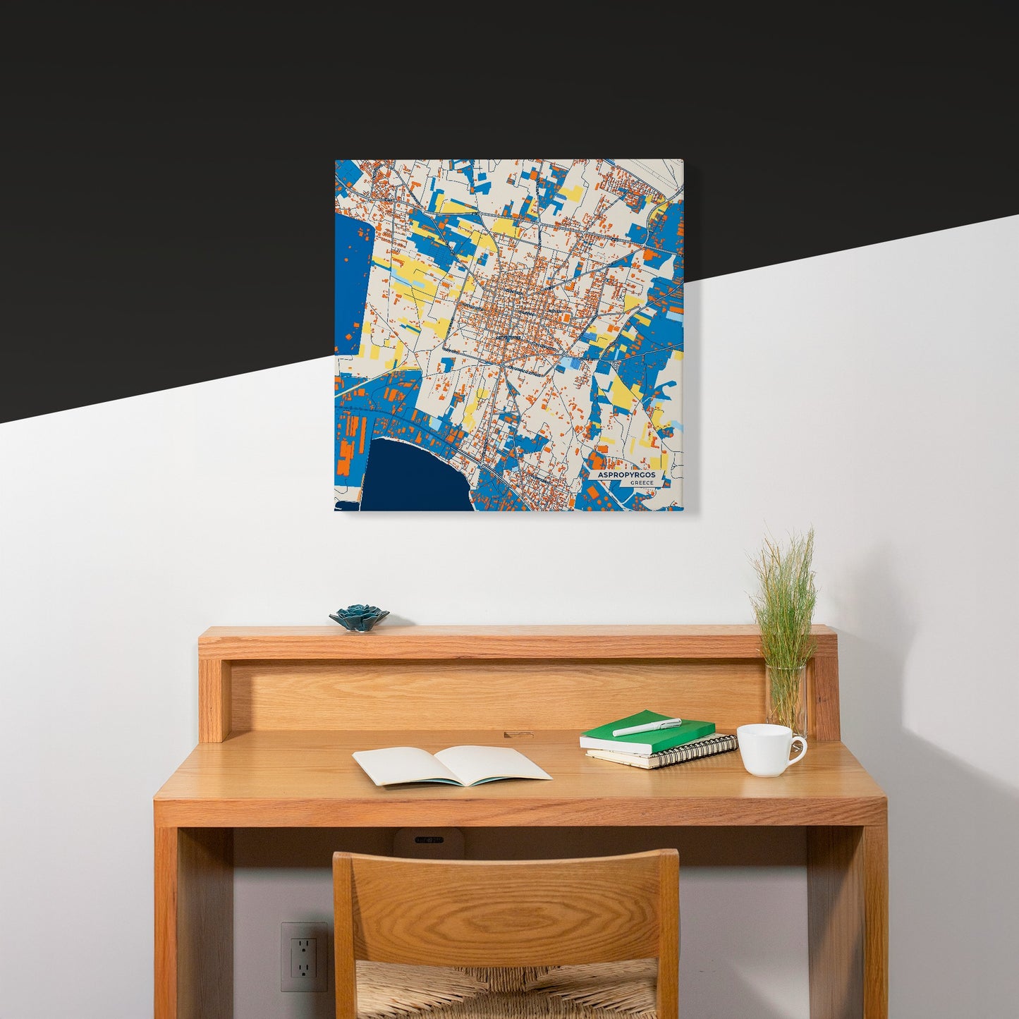 Ασπροπυργος Greece Colorful City Map Canvas Print Scene