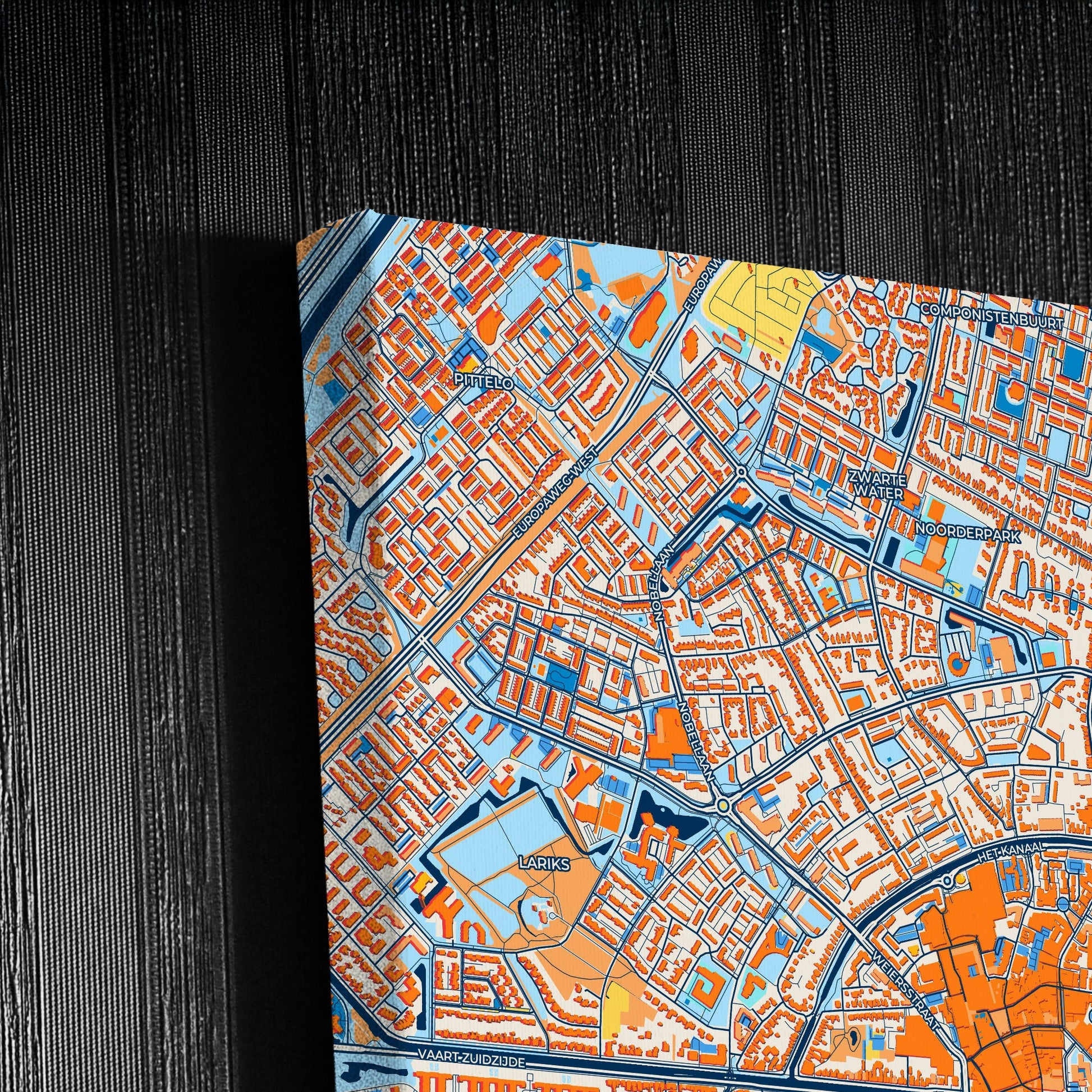 Assen Netherlands Colorful City Map Canvas Print Detail