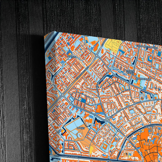 Assen Netherlands Colorful City Map Canvas Print Detail