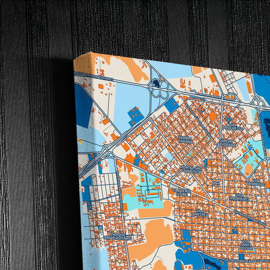 Assis Brazil Colorful City Map Canvas Print Detail