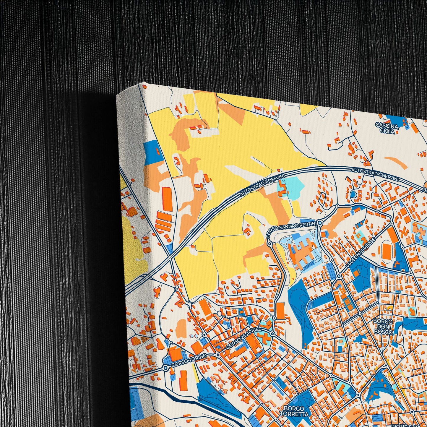 Asti Italy Colorful City Map Canvas Print Detail