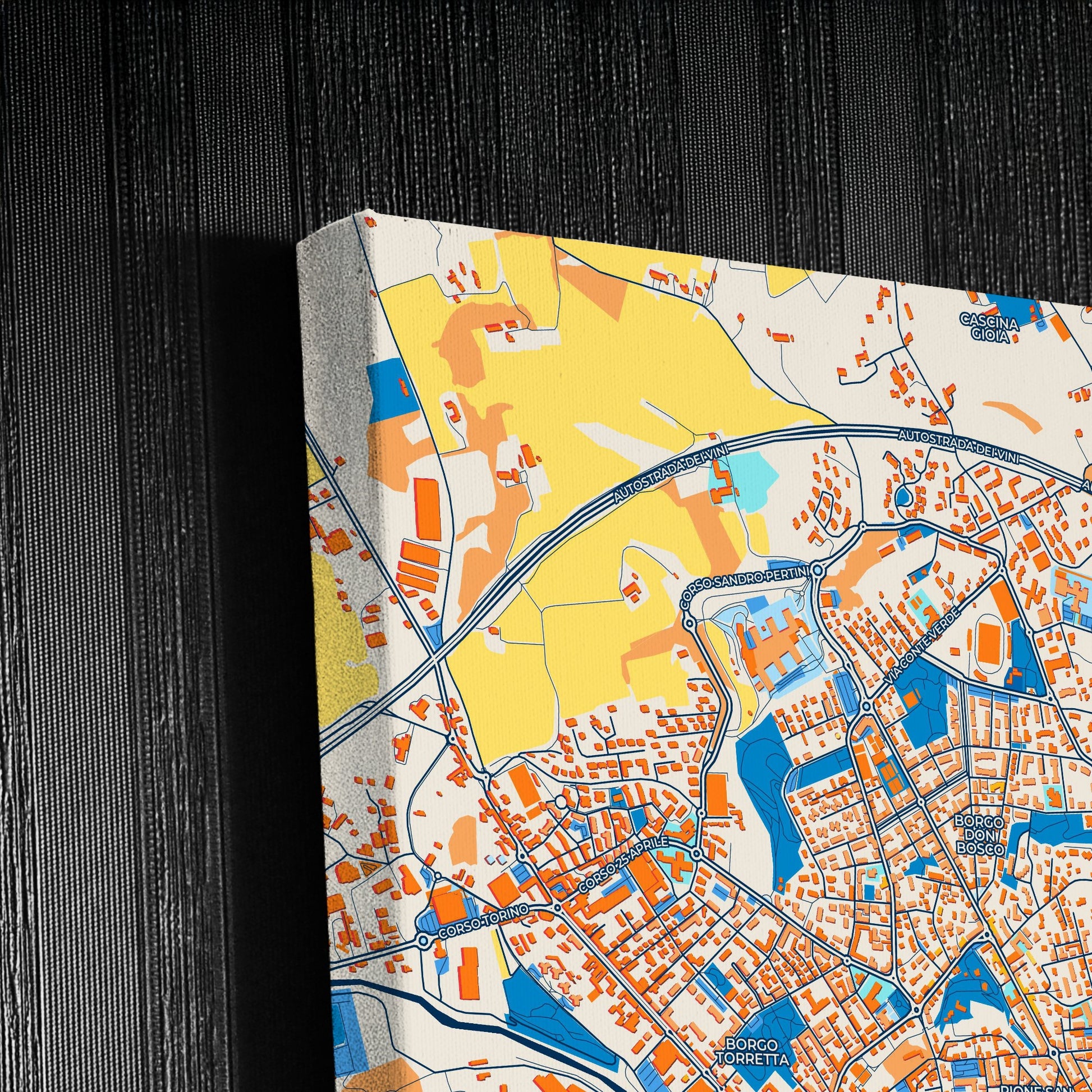 Asti Italy Colorful City Map Canvas Print Detail