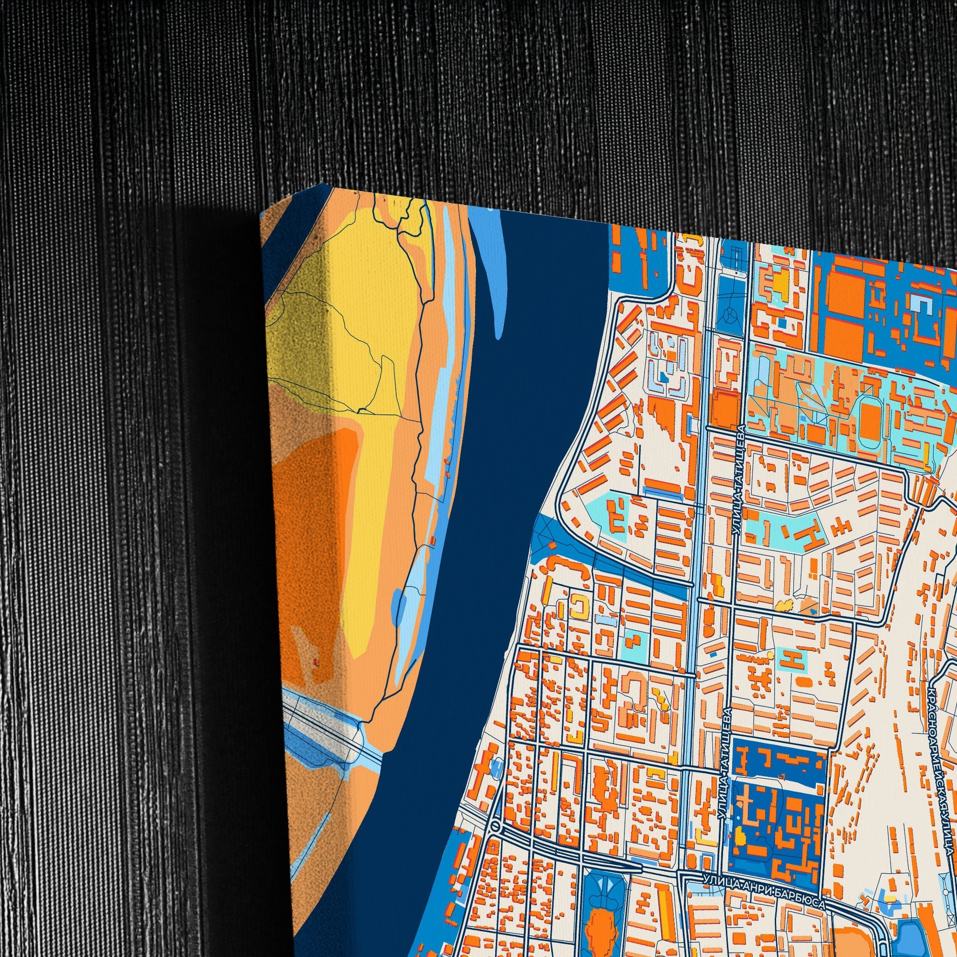 Астрахань Russia Colorful City Map Canvas Print Detail