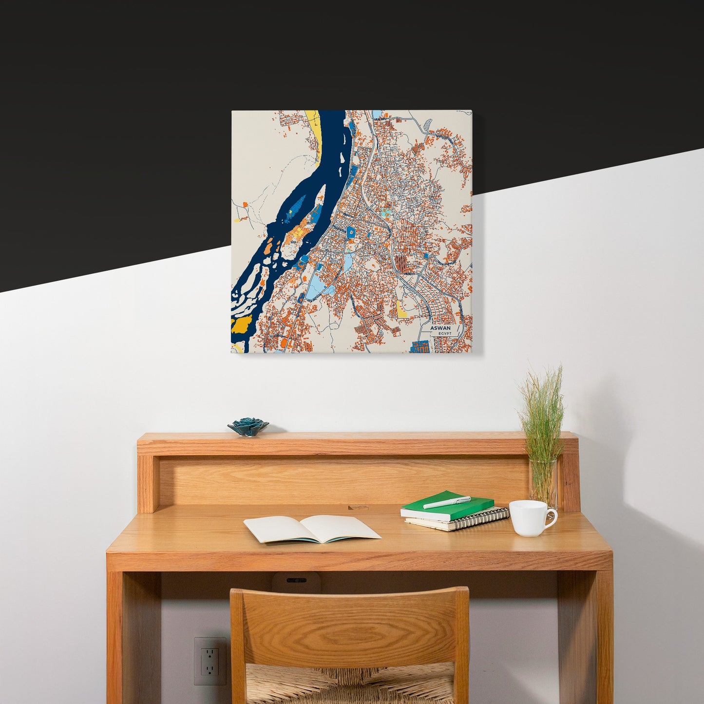 Aswan Egypt Colorful City Map Canvas Print Scene