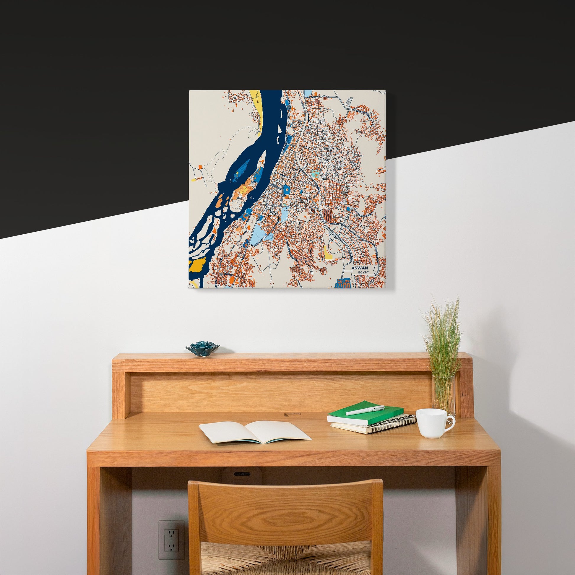 Aswan Egypt Colorful City Map Canvas Print Scene