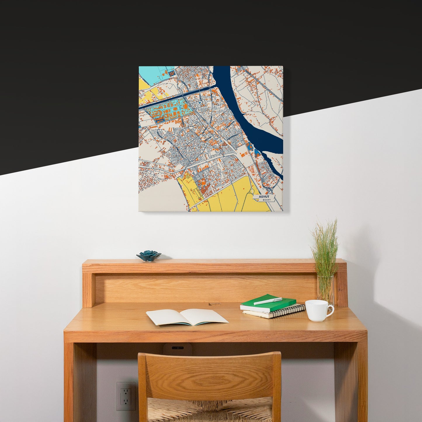 Asyut Egypt Colorful City Map Canvas Print Scene