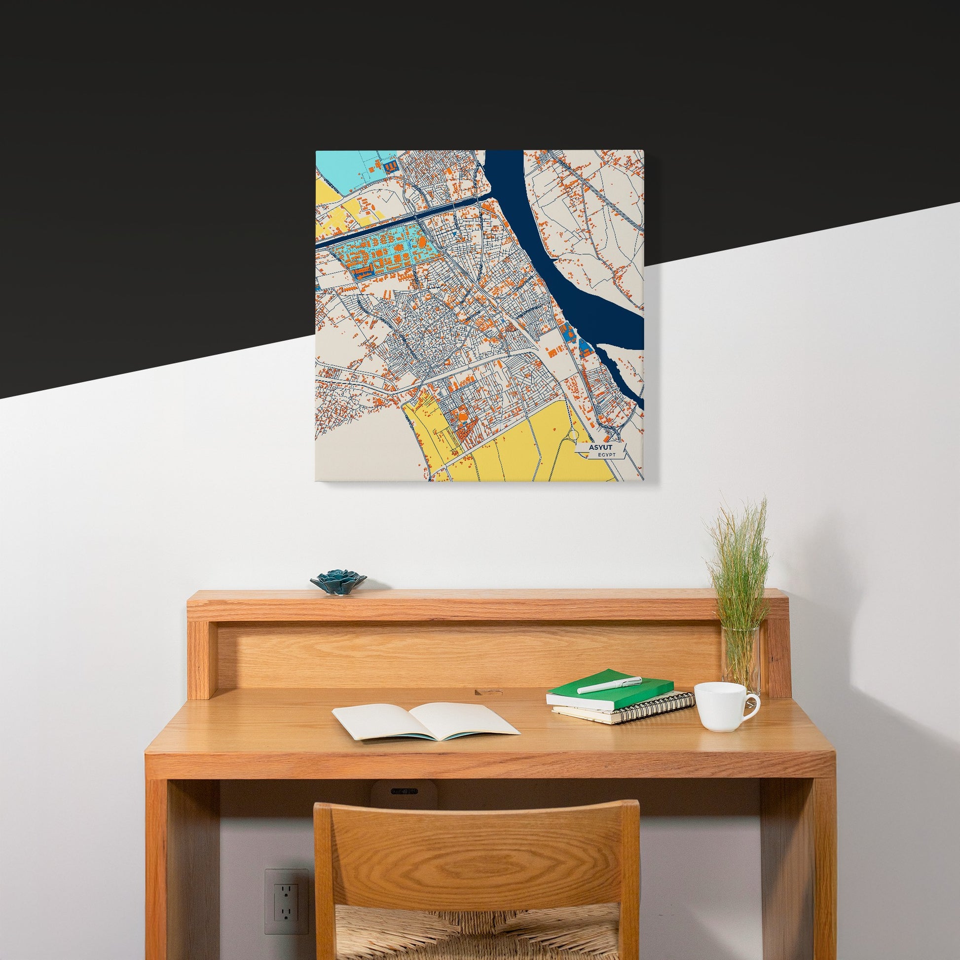Asyut Egypt Colorful City Map Canvas Print Scene