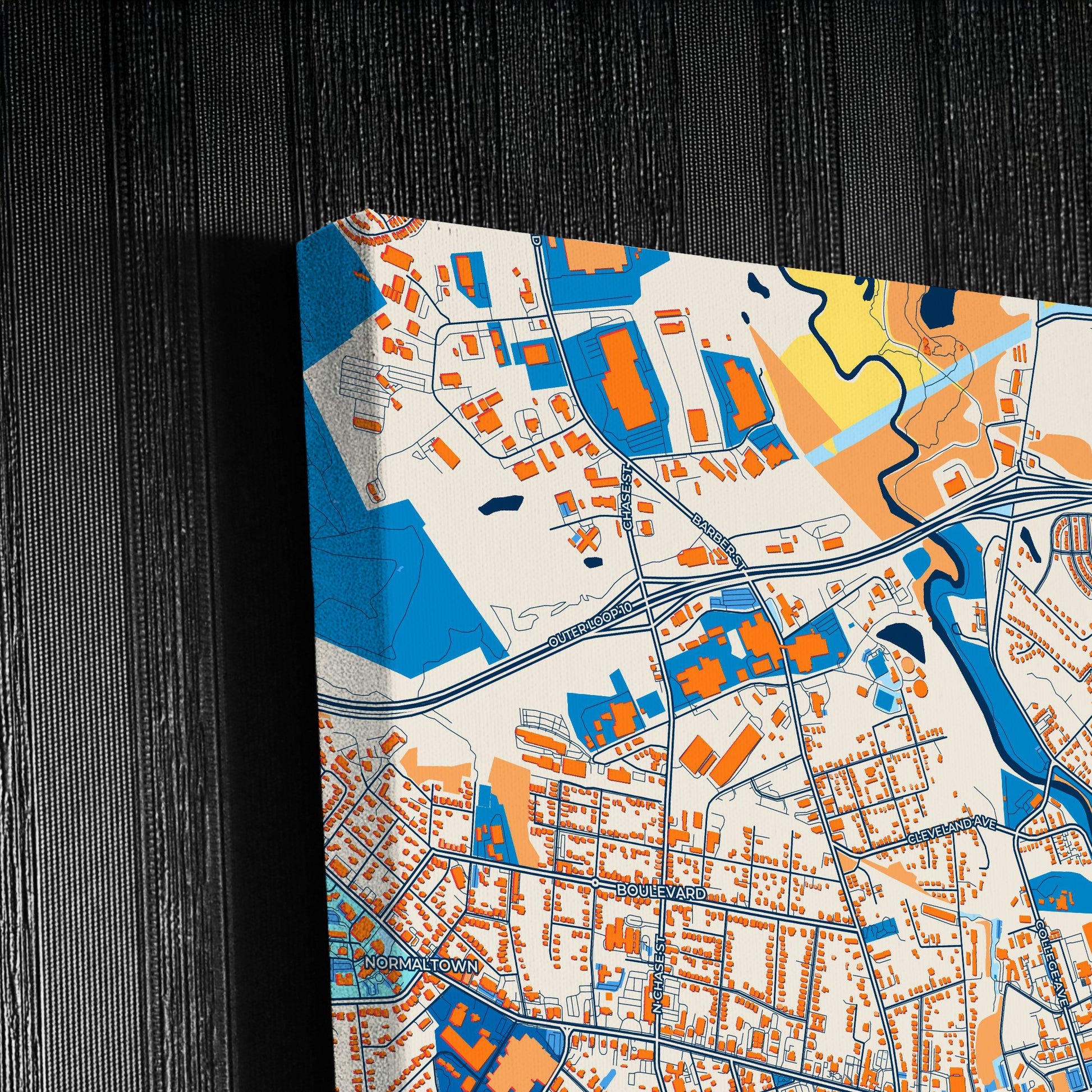 Athens-Clarke County Georgia Colorful City Map Canvas Print Detail