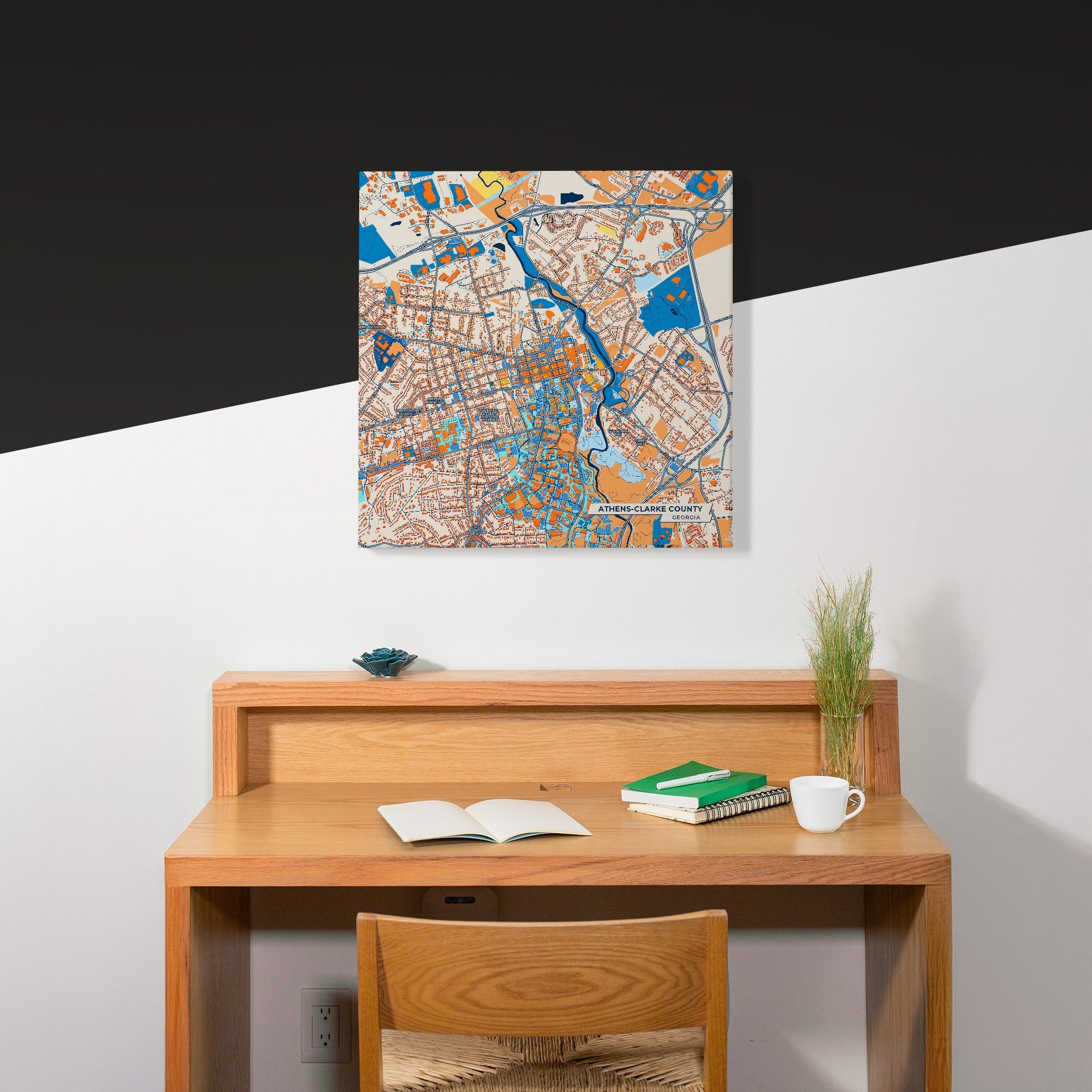 Athens-Clarke County Georgia Colorful City Map Canvas Print Scene