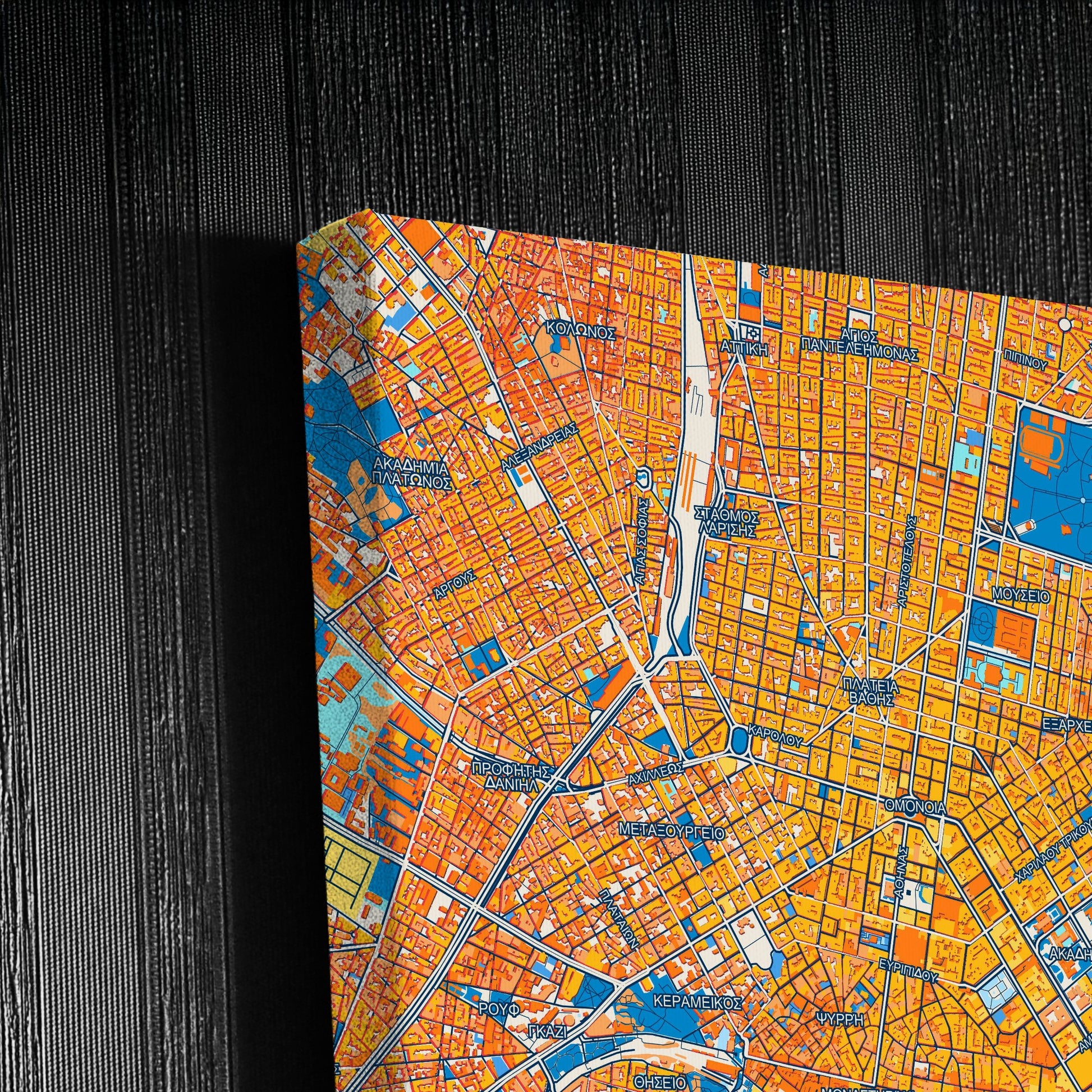 Αθηνα Greece Colorful City Map Canvas Print Detail