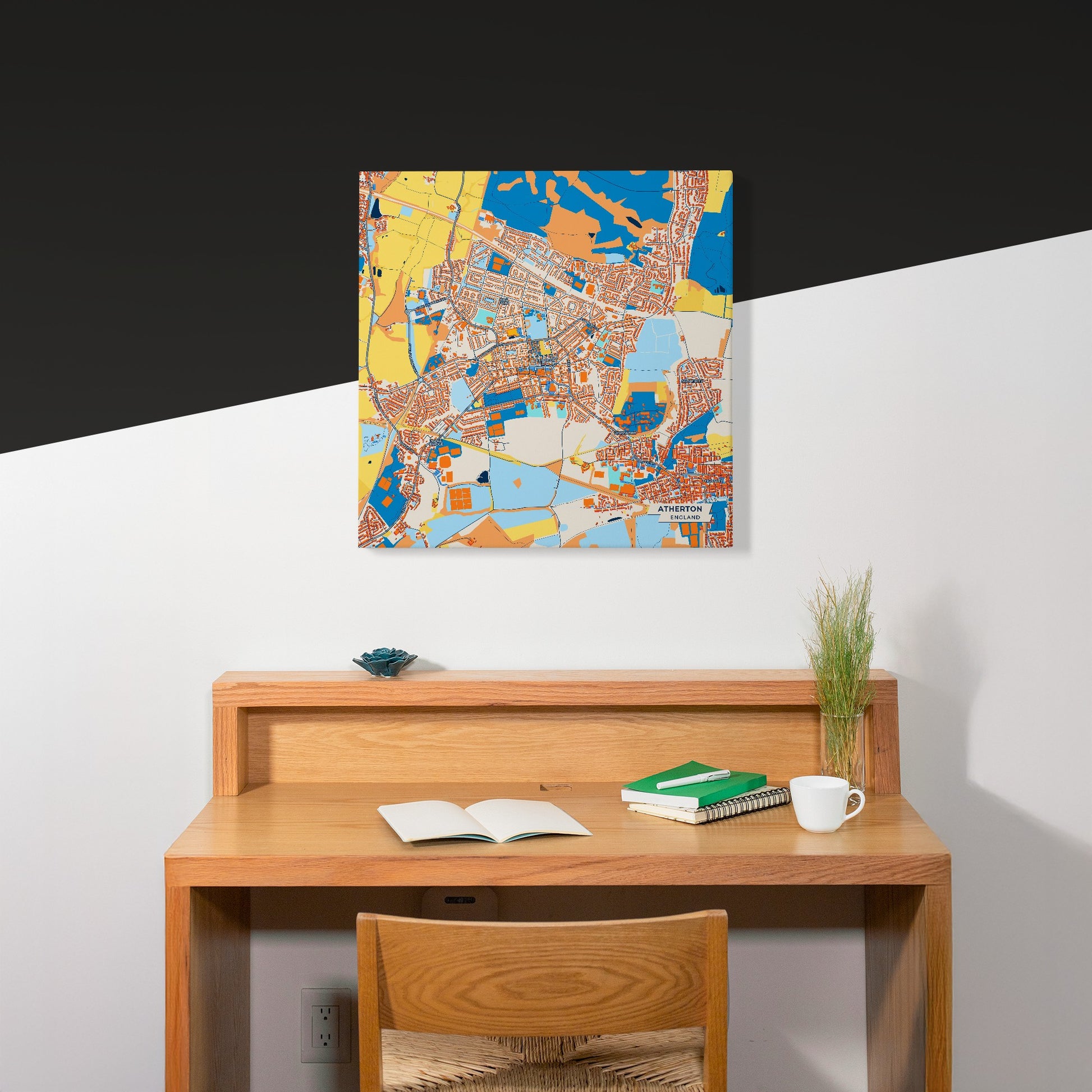 Atherton England Colorful City Map Canvas Print Scene