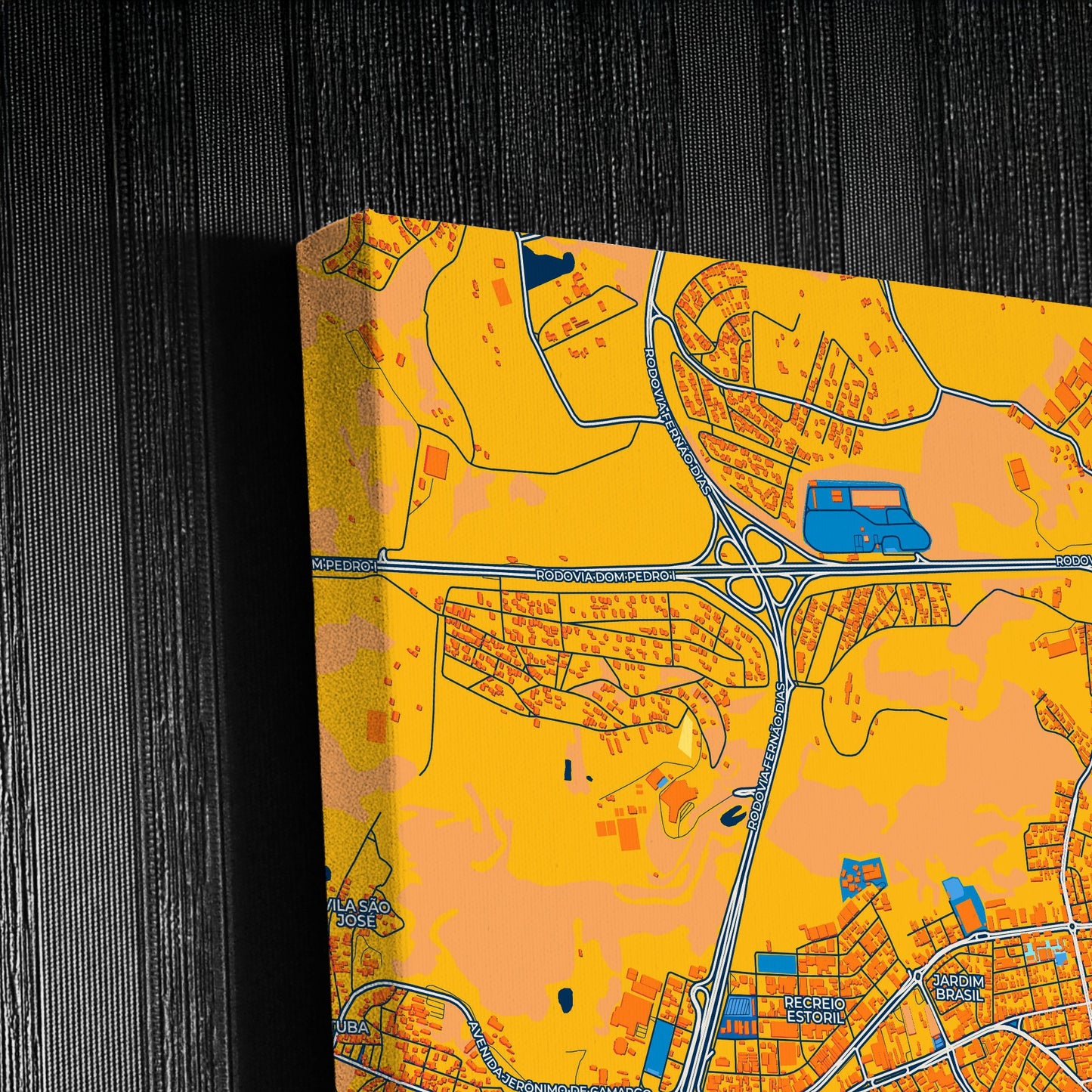 Atibaia Brazil Colorful City Map Canvas Print Detail