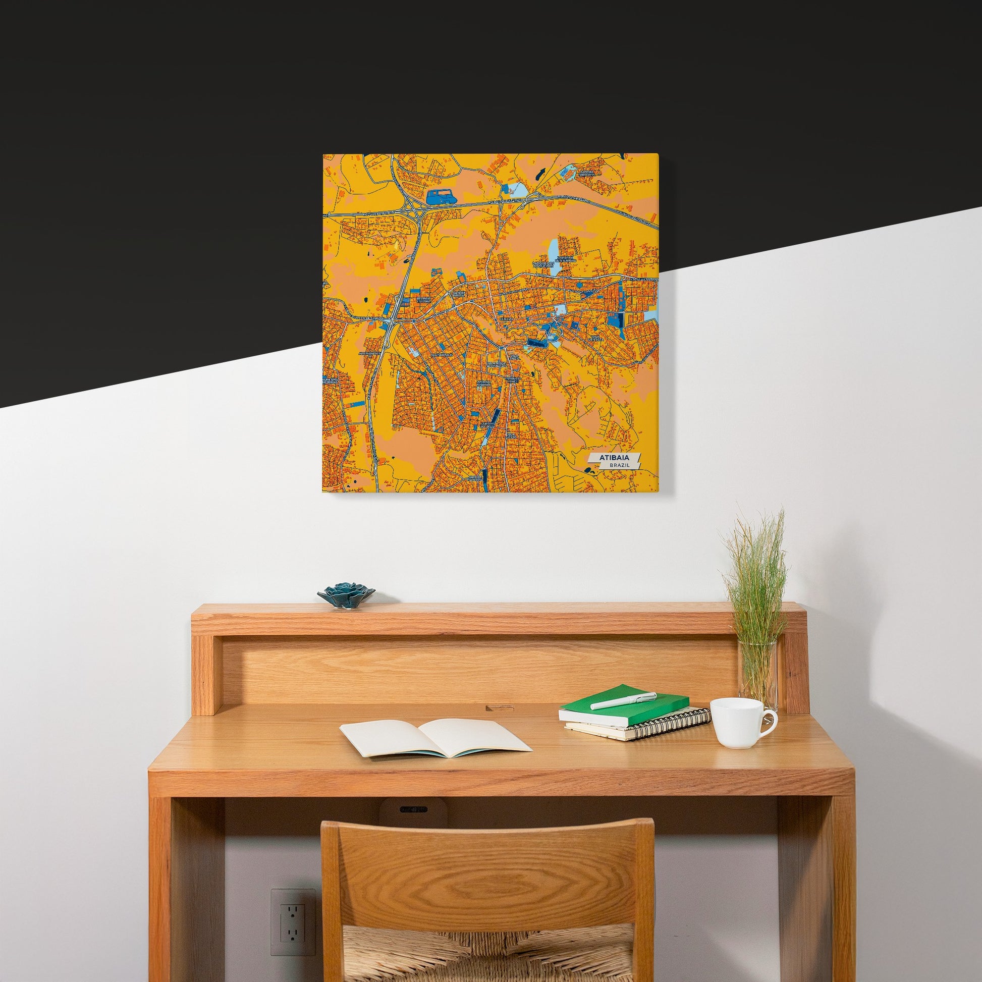 Atibaia Brazil Colorful City Map Canvas Print Scene