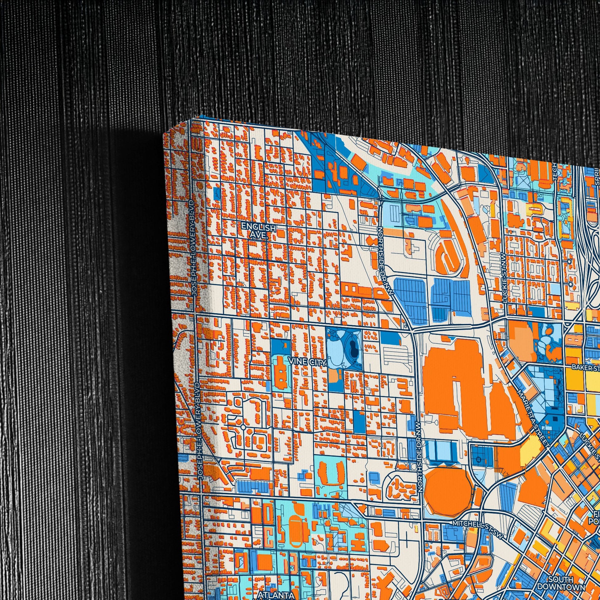Atlanta Georgia Colorful City Map Canvas Print Detail