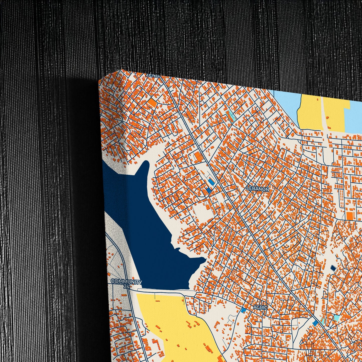 Atsiaman Ghana Colorful City Map Canvas Print Detail
