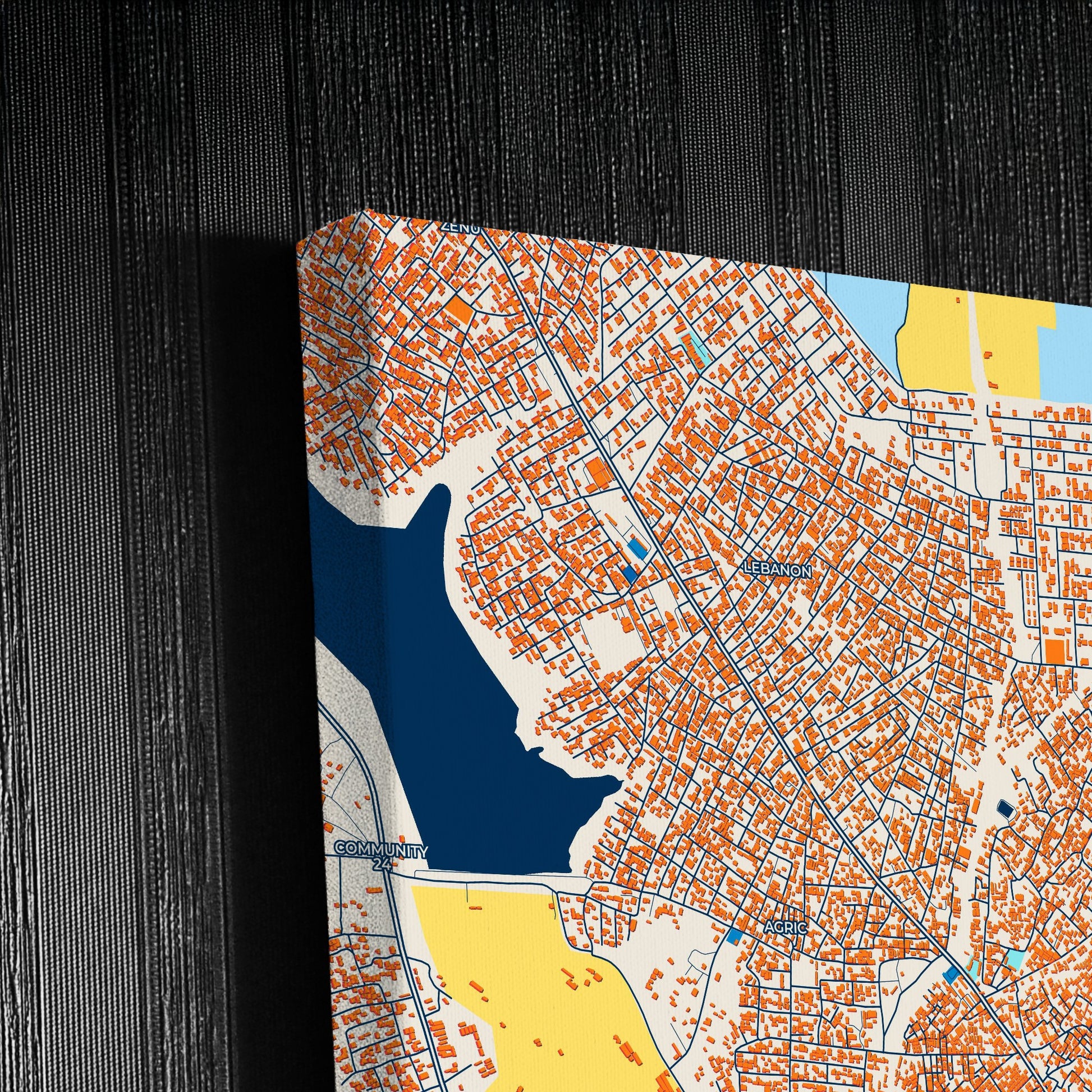 Atsiaman Ghana Colorful City Map Canvas Print Detail
