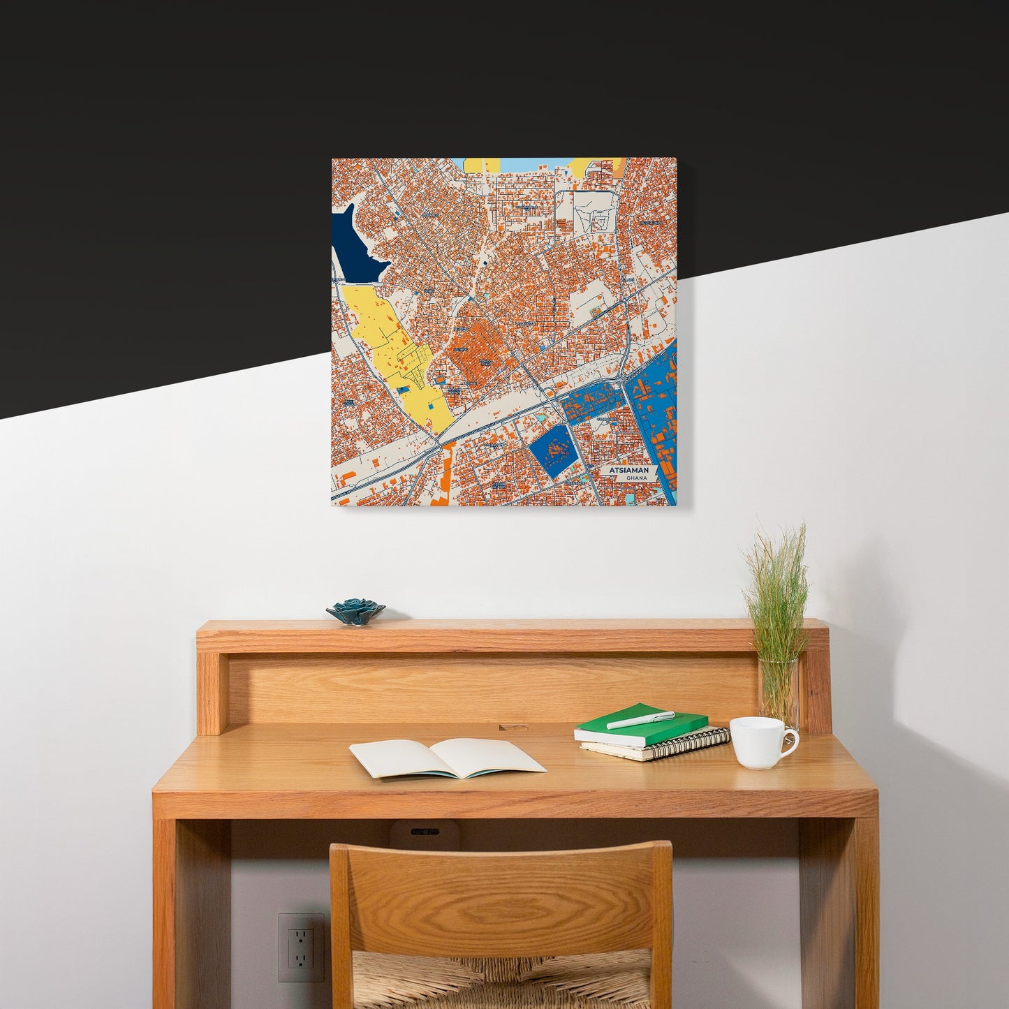 Atsiaman Ghana Colorful City Map Canvas Print Scene