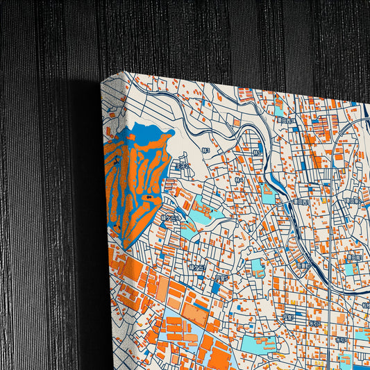 Atsugi Japan Colorful City Map Canvas Print Detail