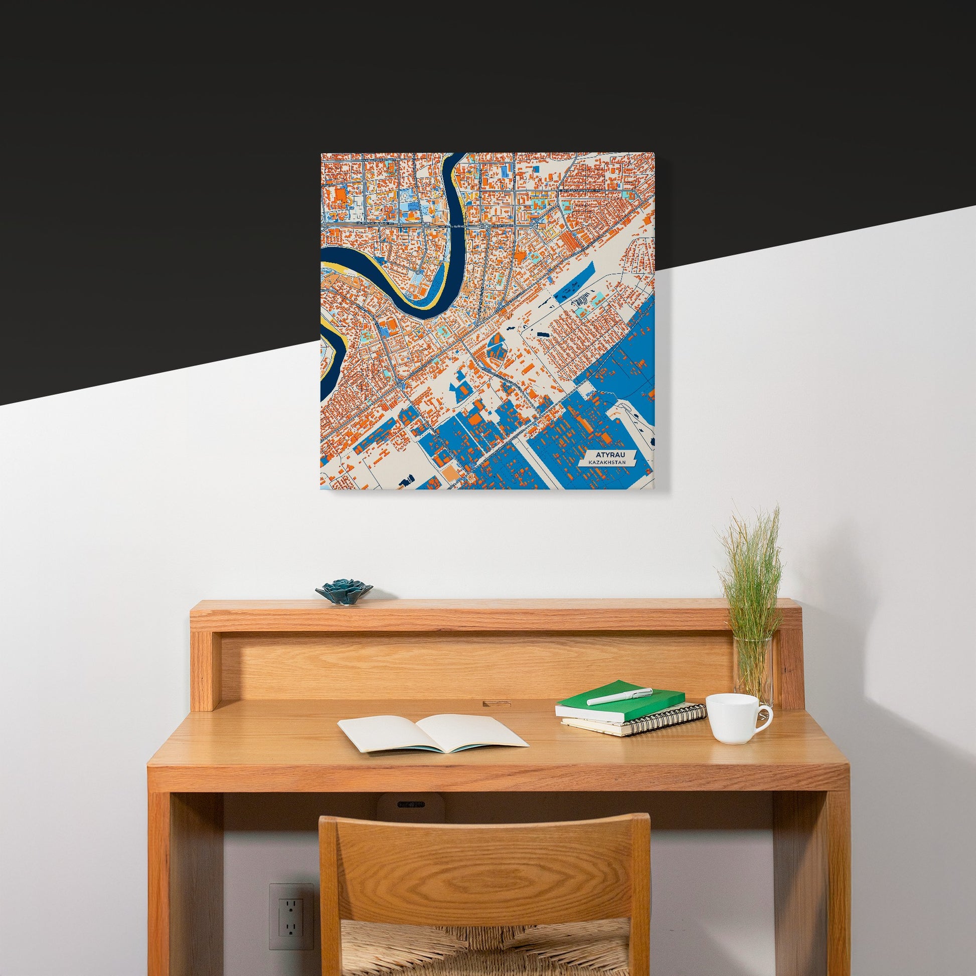 Atyrau Kazakhstan Colorful City Map Canvas Print Scene