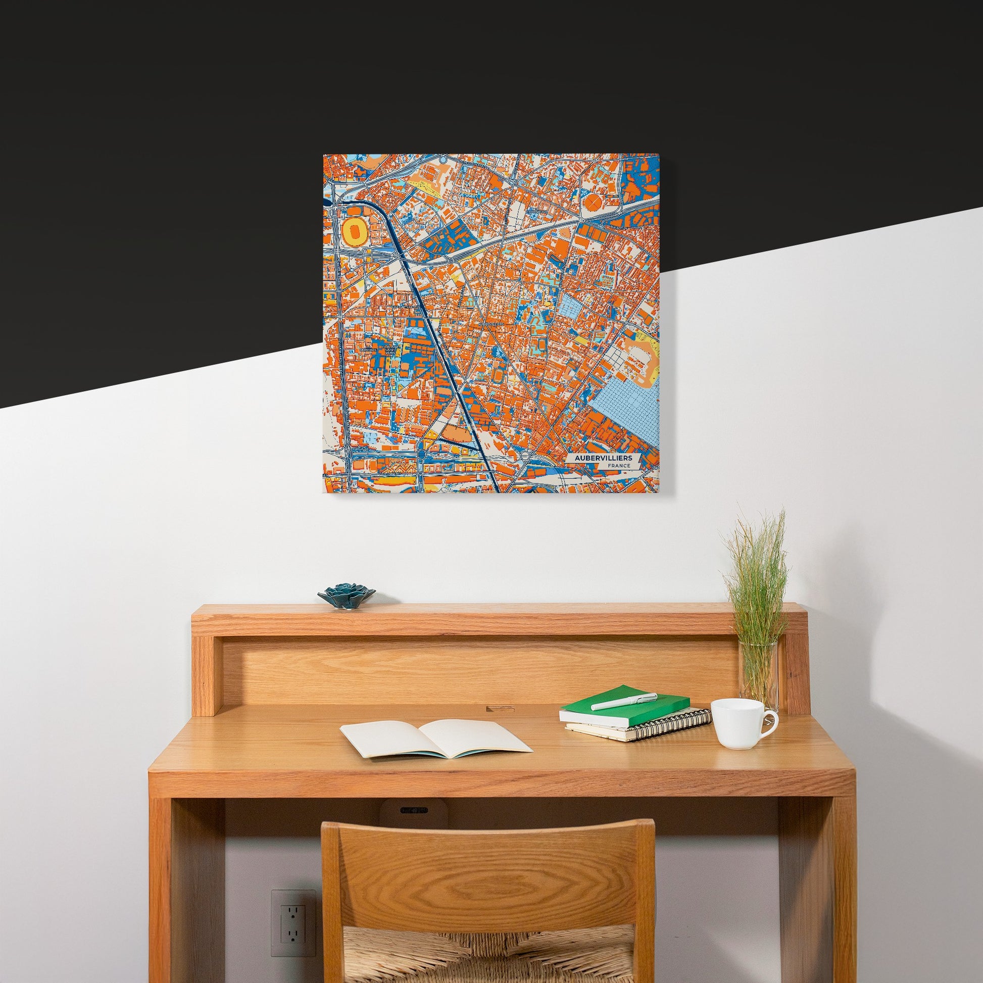 Aubervilliers France Colorful City Map Canvas Print Scene