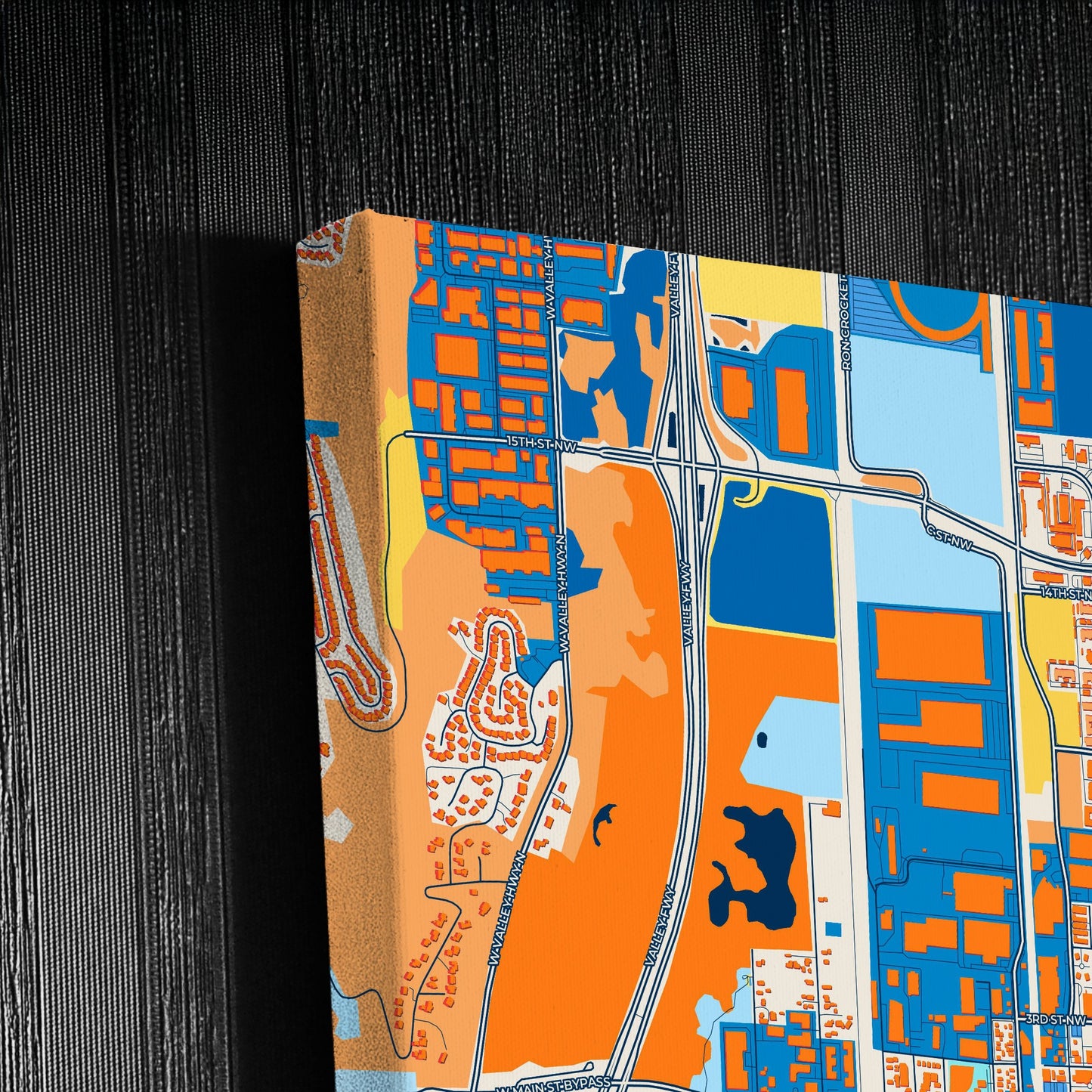 Auburn Washington Colorful City Map Canvas Print Detail