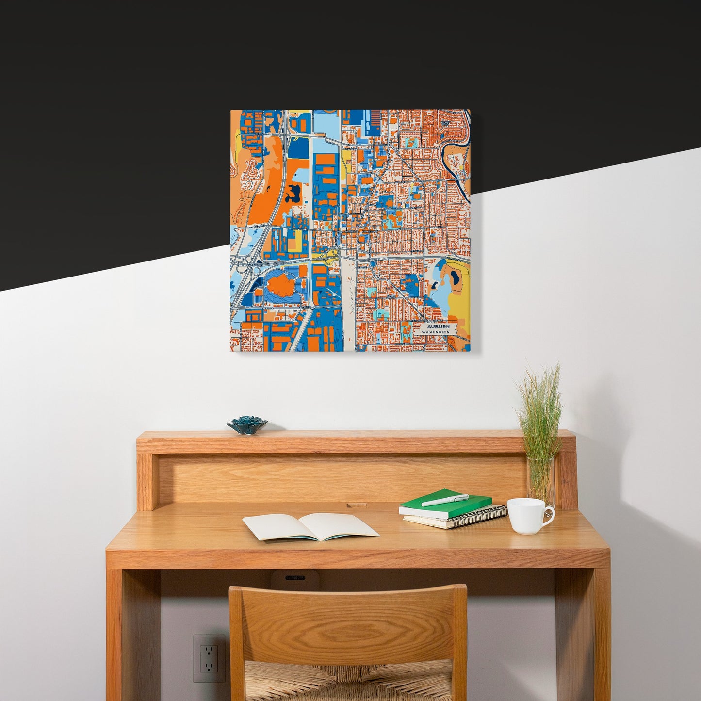Auburn Washington Colorful City Map Canvas Print Scene