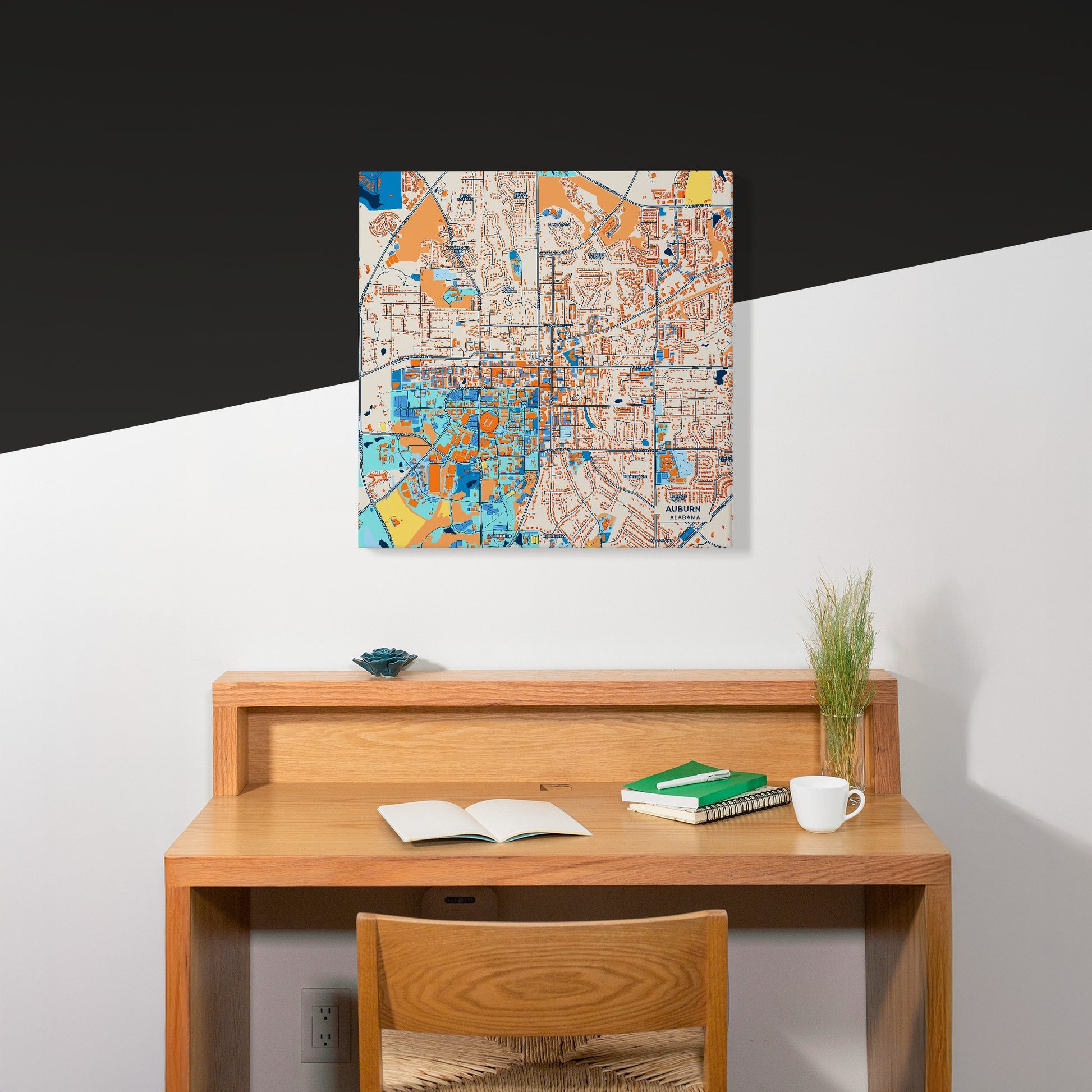 Auburn Alabama Colorful City Map Canvas Print Scene