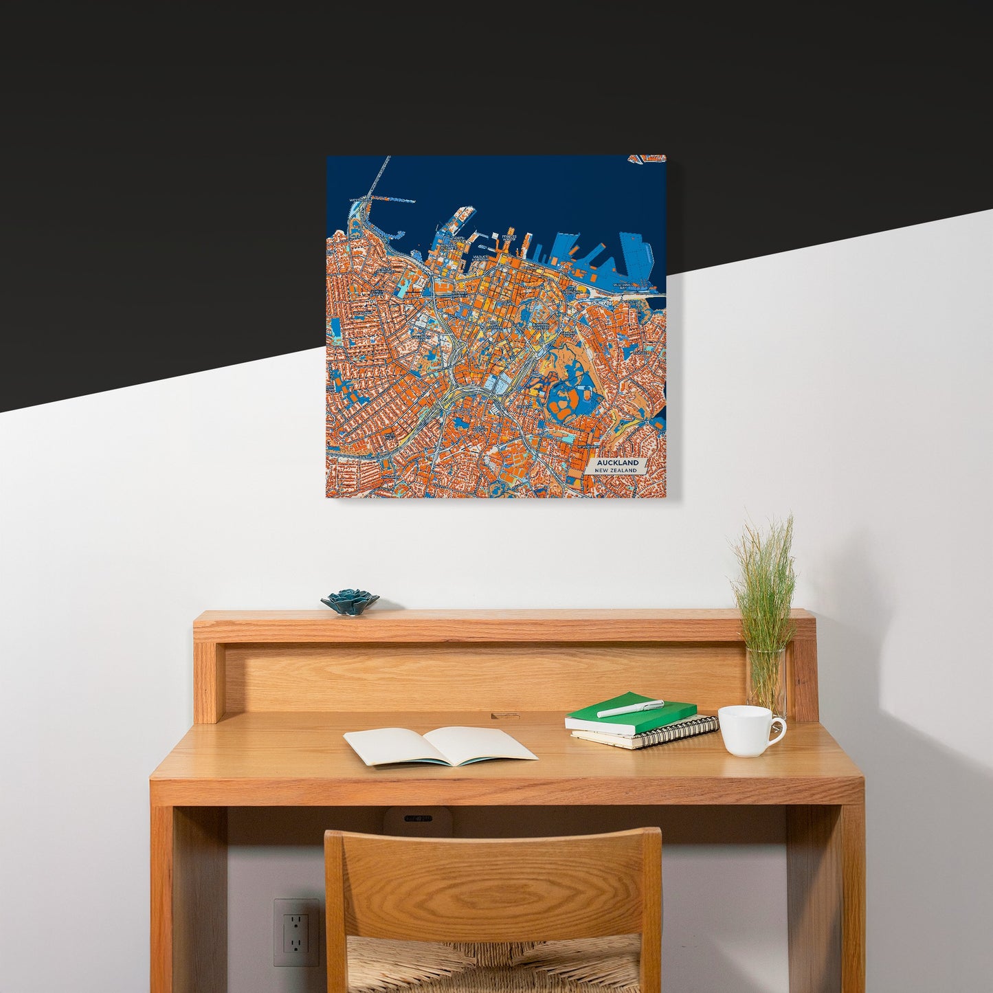 Auckland New Zealand Colorful City Map Canvas Print Scene