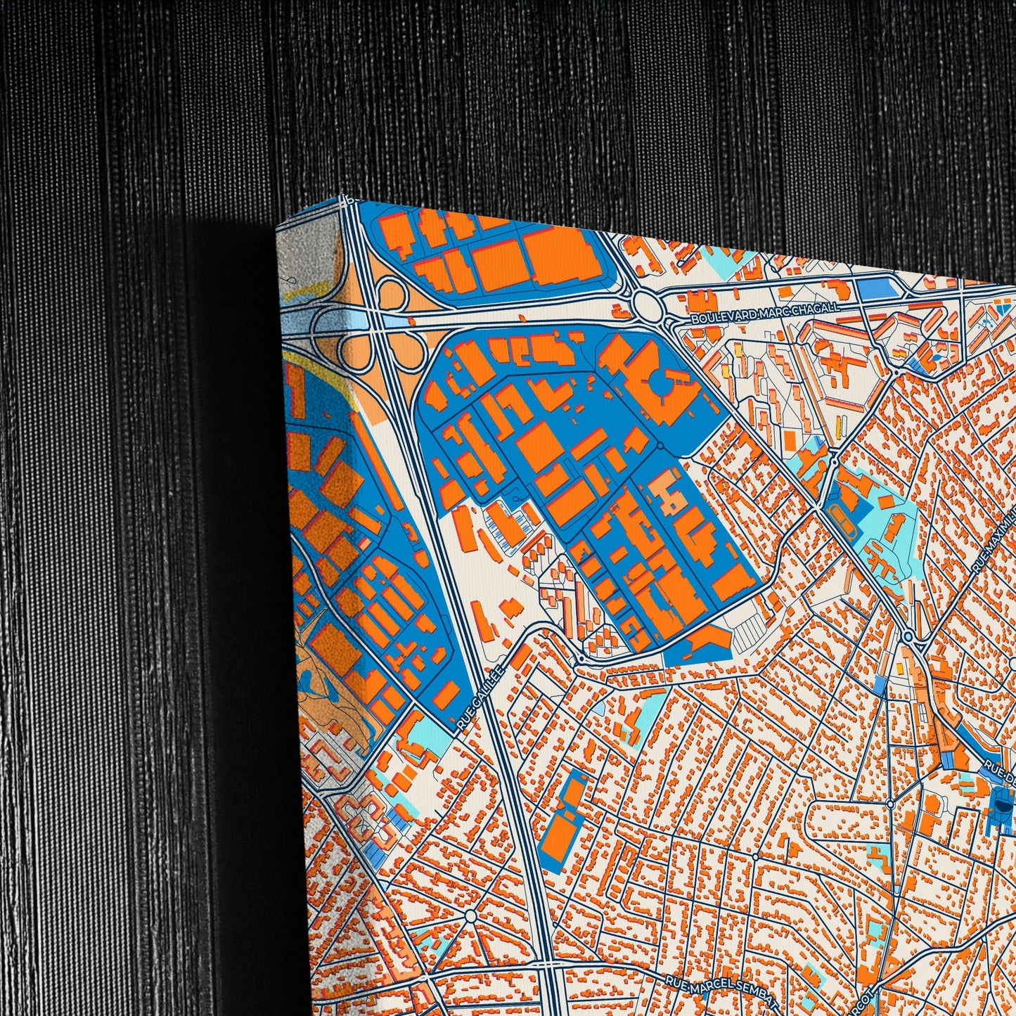 Aulnay-Sous-Bois France Colorful City Map Canvas Print Detail