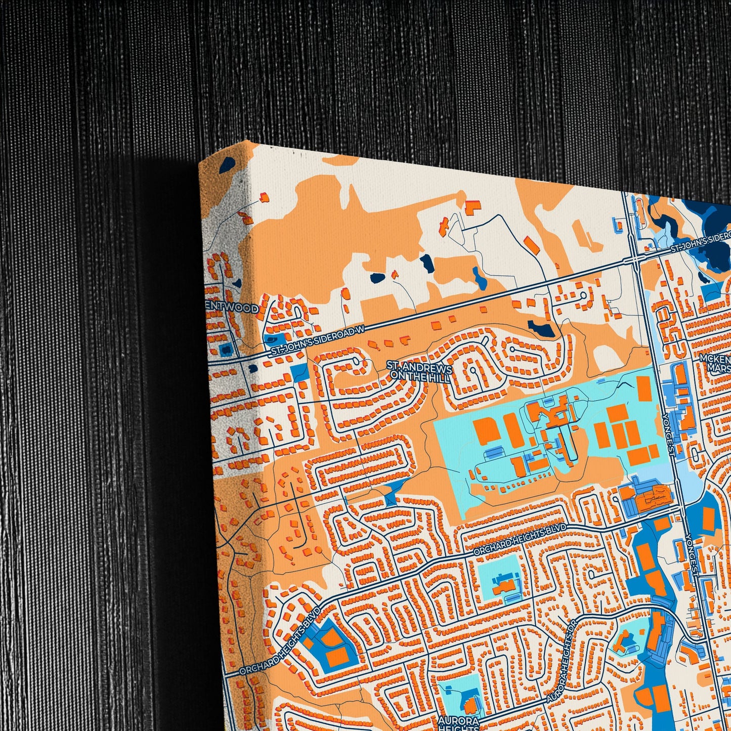 Aurora Canada Colorful City Map Canvas Print Detail