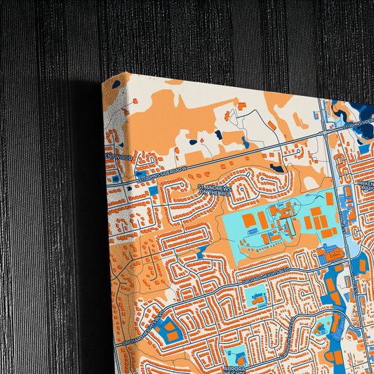 Aurora Canada Colorful City Map Canvas Print Detail